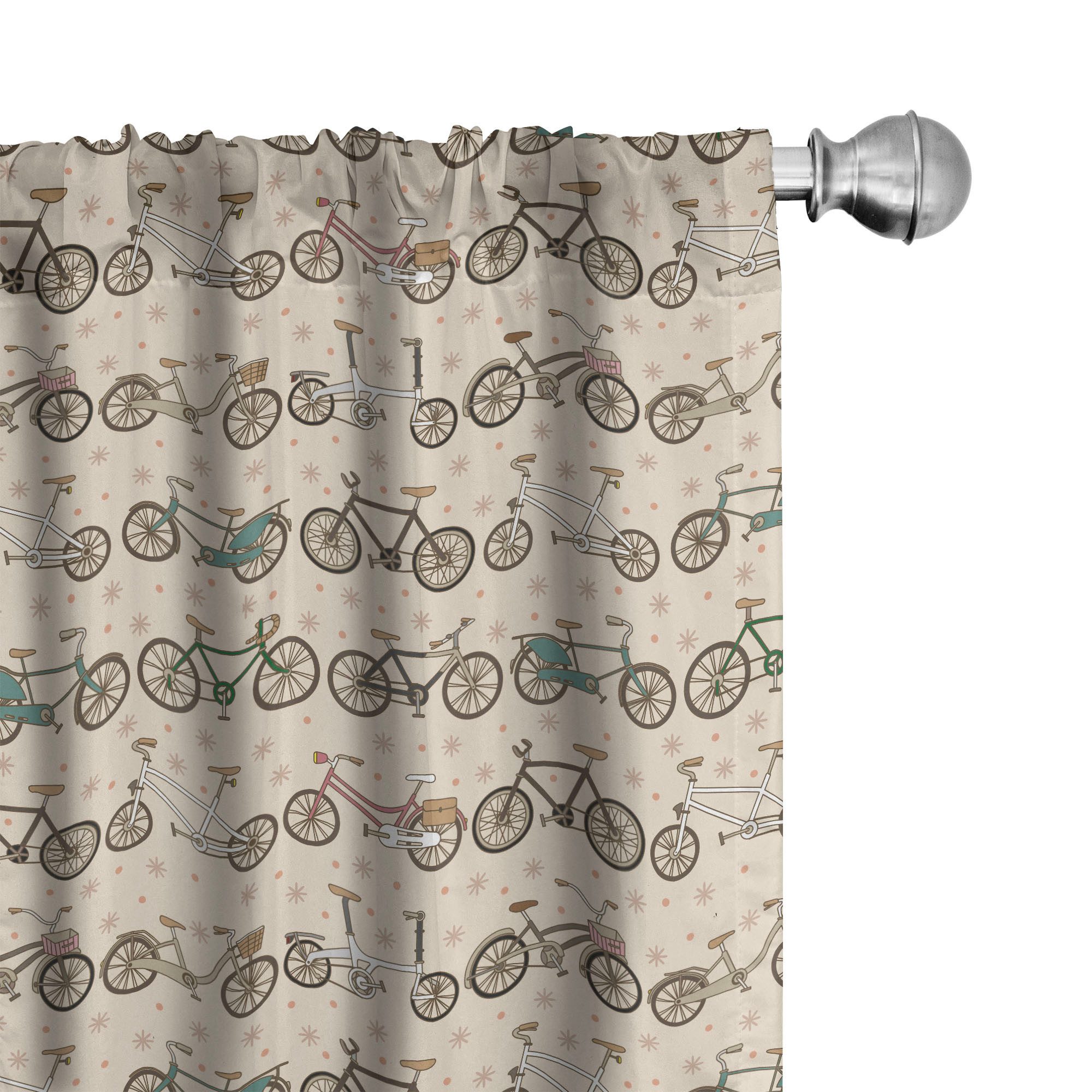 Abakuhaus Gardine Vorhang für Wohnzimmer Schlafzimmer Dekor, Microfaser, Fahrrad Retro Fun Ride-Pattern