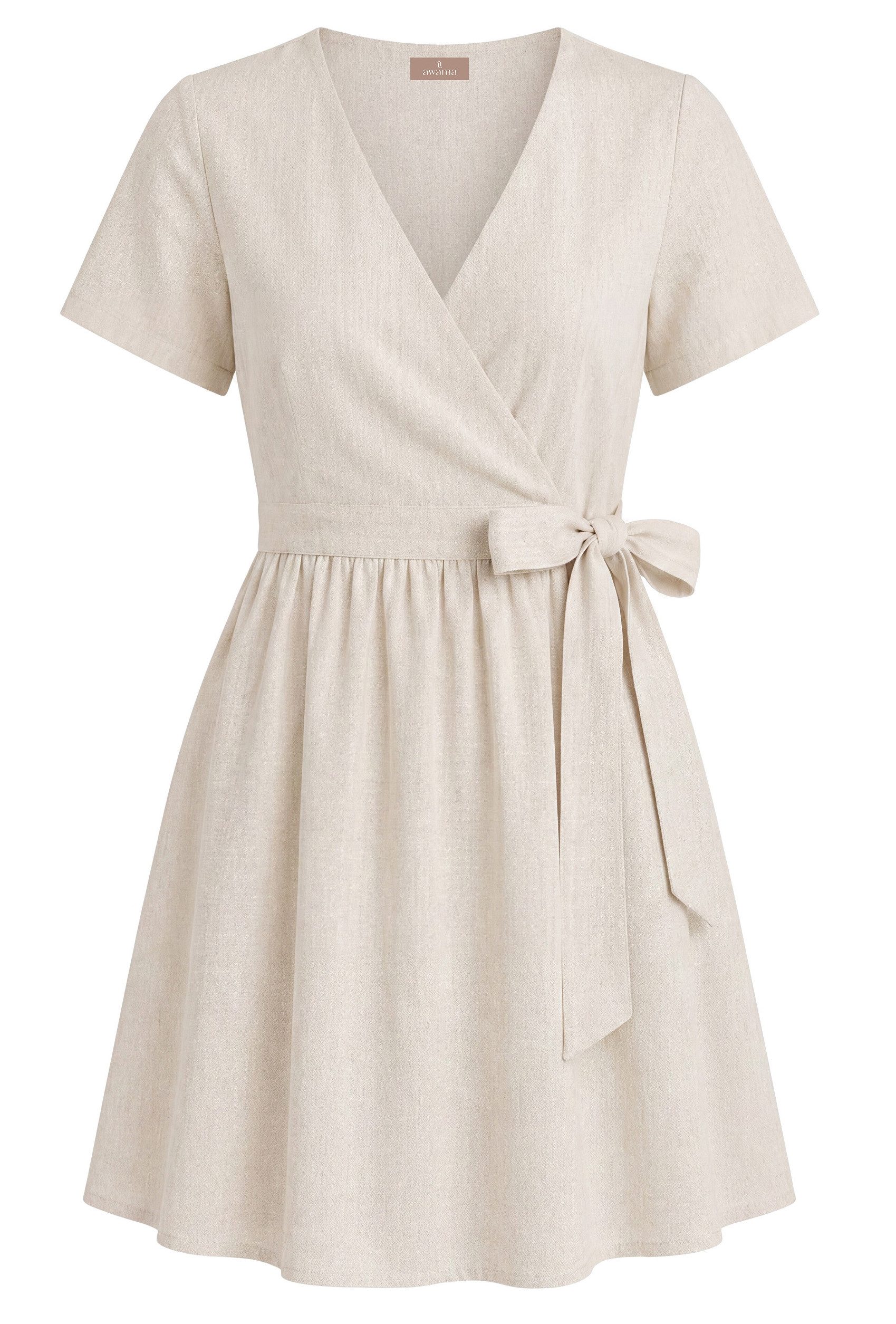 Awama Wickelkleid mit V-Ausschnitt und Bindeband