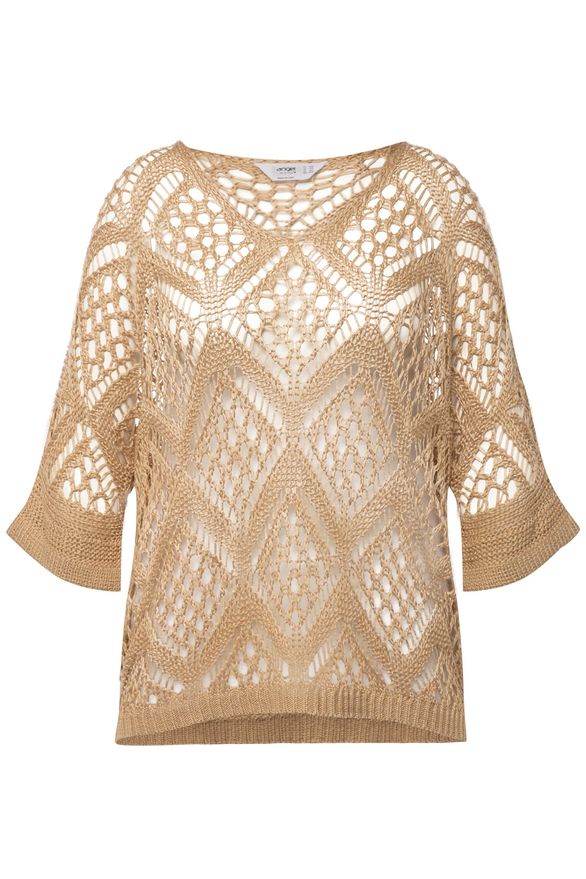 Angel of Style Strickpullover Pullover oversized Ajourstrick V-Ausschnitt günstig online kaufen