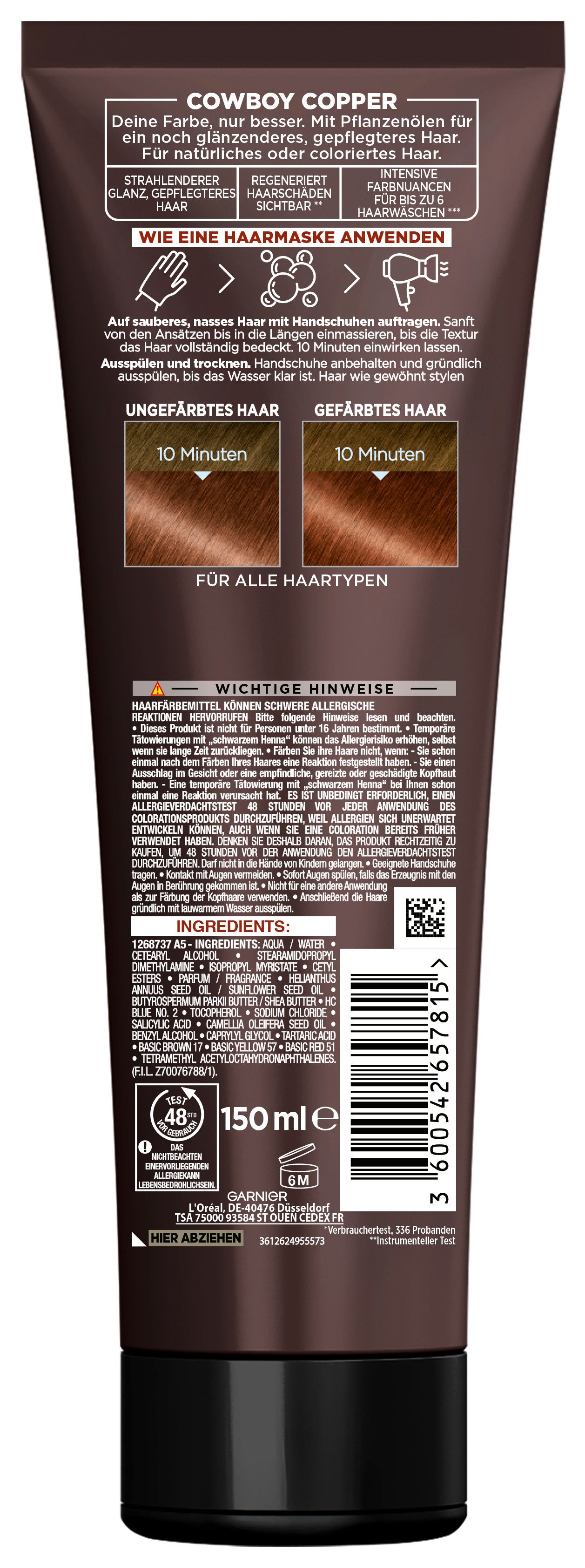 GARNIER Coloration Garnier Olia Gloss Tinted Hair Mask, Für getöntes Haar, 150 ml Größe, mit Tocopherol, angenehmer Duft
