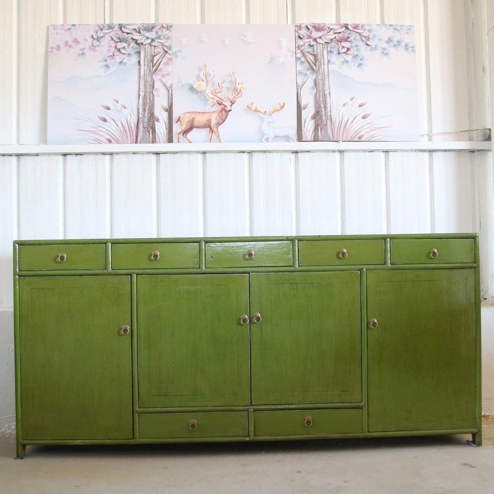 Luxury-Park-Direct Kommode Chinesisches Sideboard aus natürlichem Holz in modischem grün.Luxury P