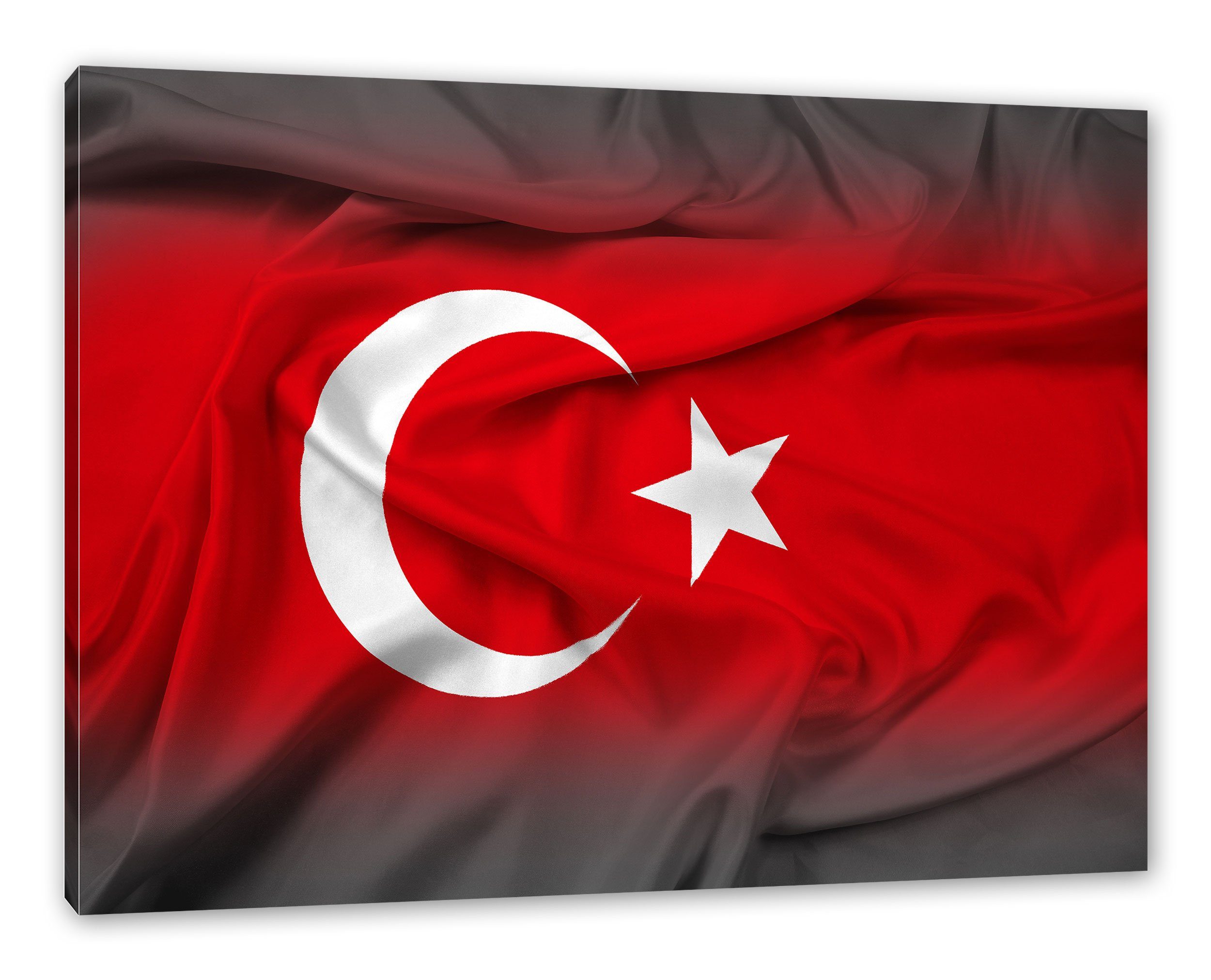 Pixxprint Leinwandbild Flagge der Flagge bespannt, fertig der Türkei, St), Zackenaufhänger (1 inkl. Türkei Leinwandbild