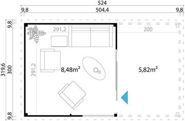LASITA MAJA Gartenhaus Domeo 2, Schwedenrot, BxT: 524x319,6 cm, (Set), mit Dachverlängerung