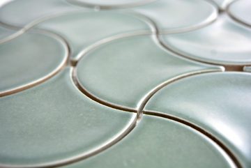 Mosani Mosaikfliesen Fächer Keramikmosaik Mosaikfliesen petrol glänzend / 10 Matten