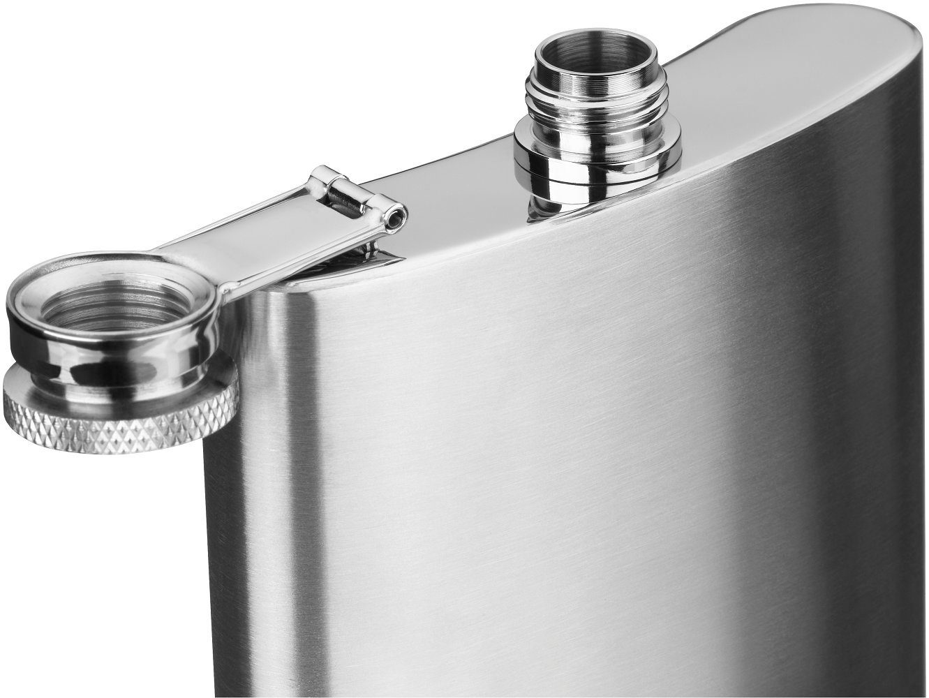 WMF Flachmann Manhattan Flachmann-Set, 6-teilig, Trichter, Stamper im Lederetui, Cromargan Edelstahl mattiert