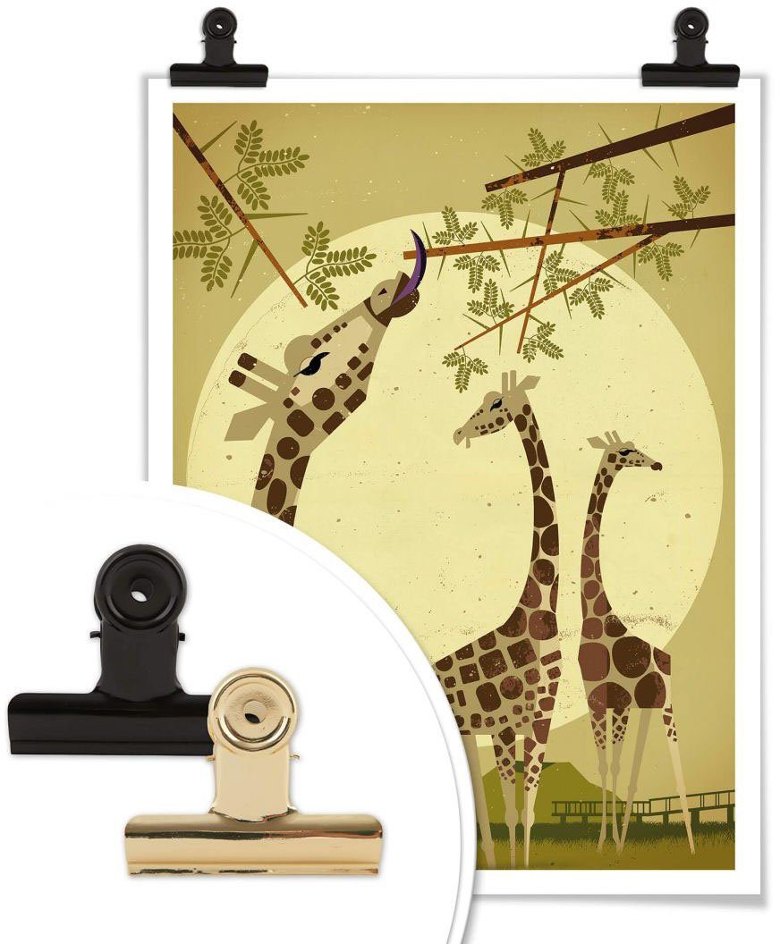 Giraffes, Wandposter Wall-Art Tiere Bild, Poster Poster, (1 St), Wandbild,