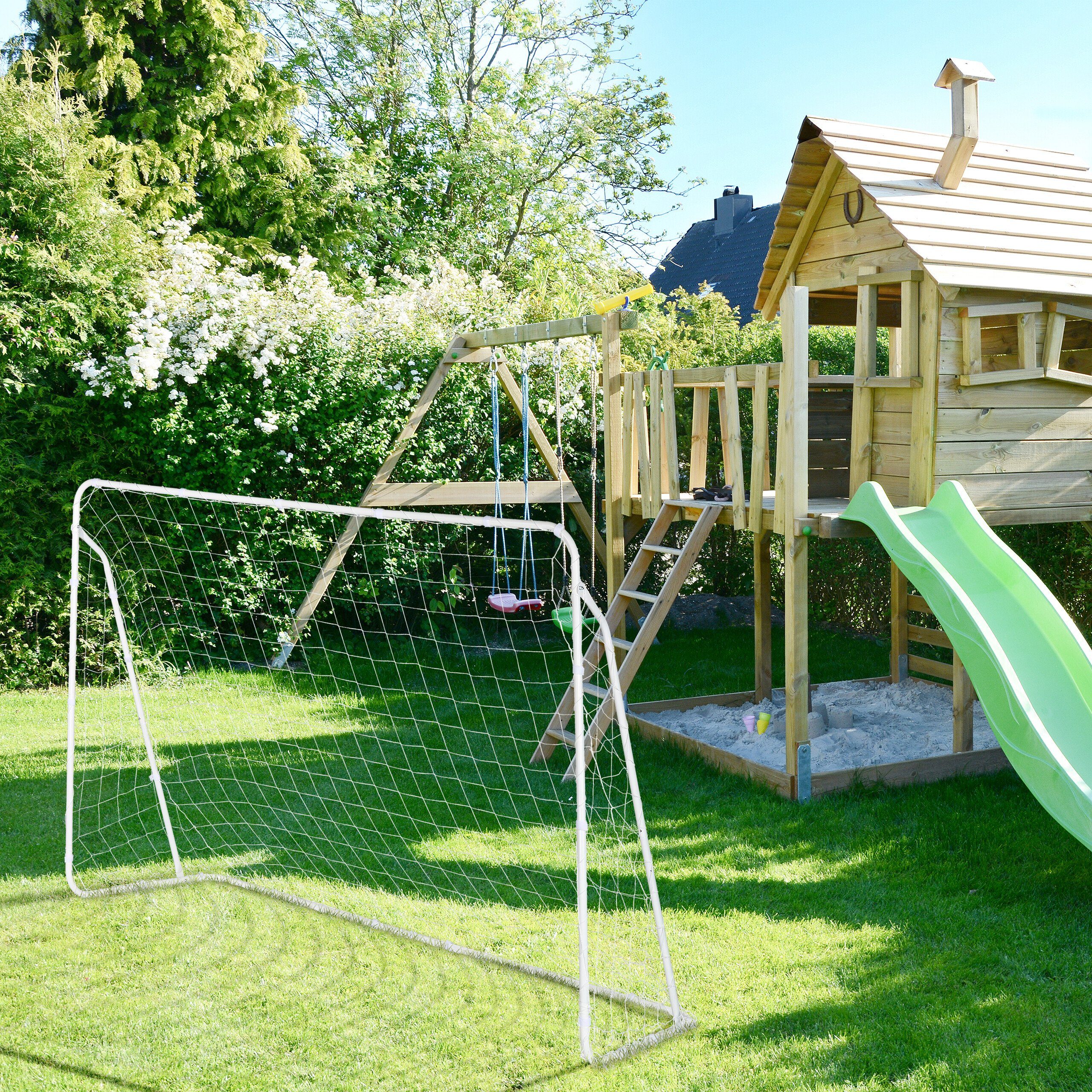 relaxdays Fußballtor Weißes Fußballtor aus Stahl