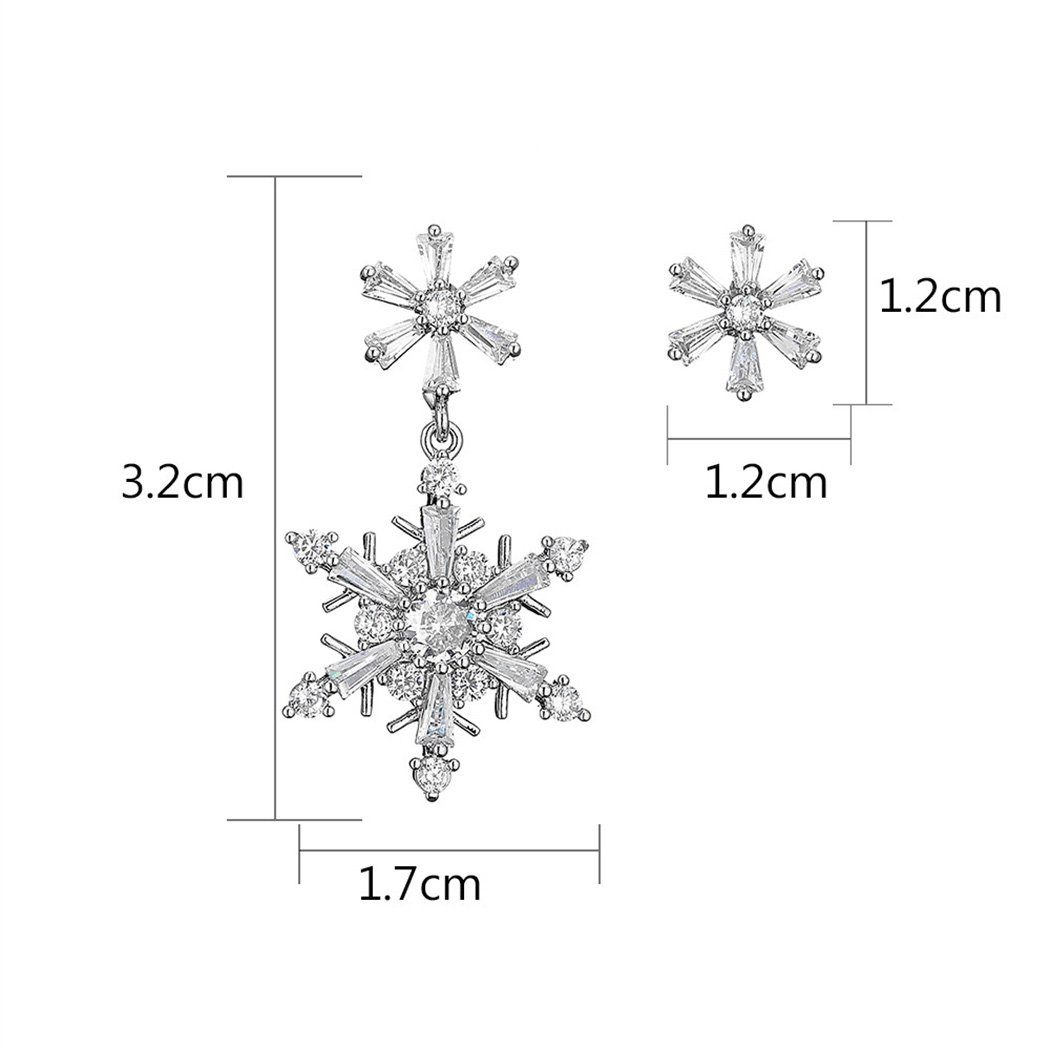 DAYUT Ohrhaken-Set Zirkonia gefüllte Schneeflocken-Ohrringe, Geschenke Frauen (1-tlg) für