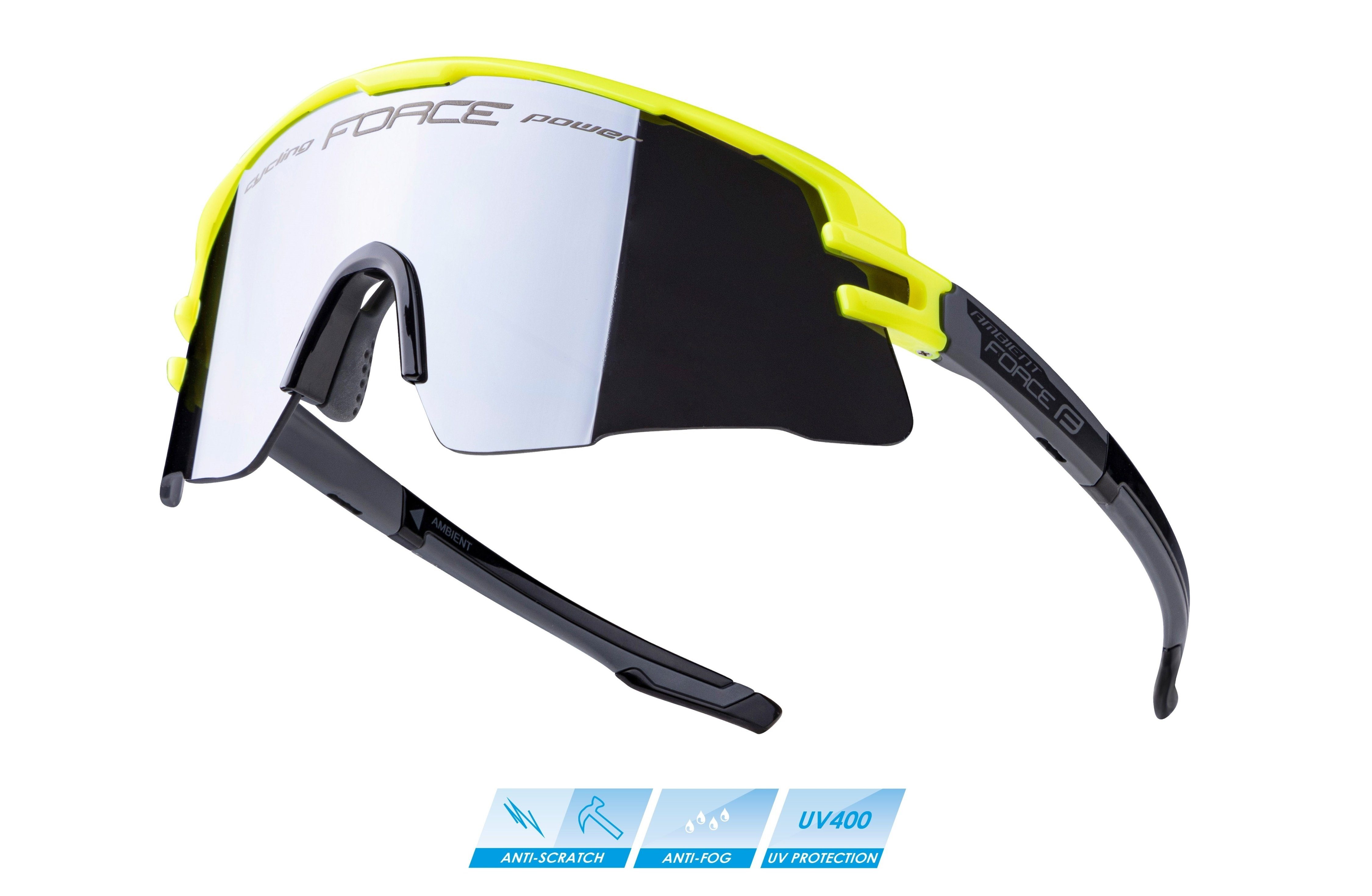 Fahrradbrille Sonnenbrille FORCE AMBIENT grau-gelb
