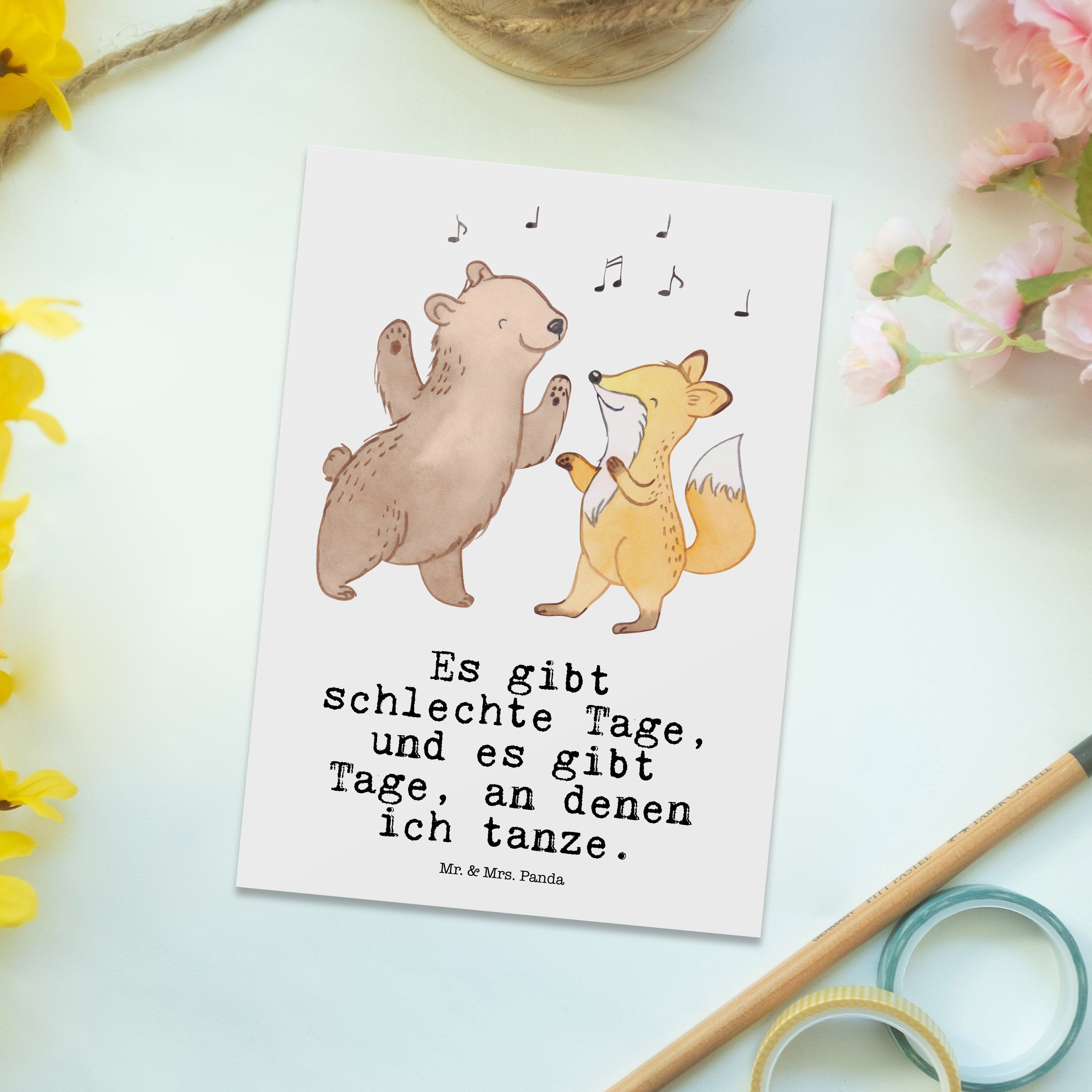 - Mr. Weiß Panda & - Tage Mrs. Tanzen Hase Einladungskarte, Geschenk, Tanzschule, Gebu Postkarte