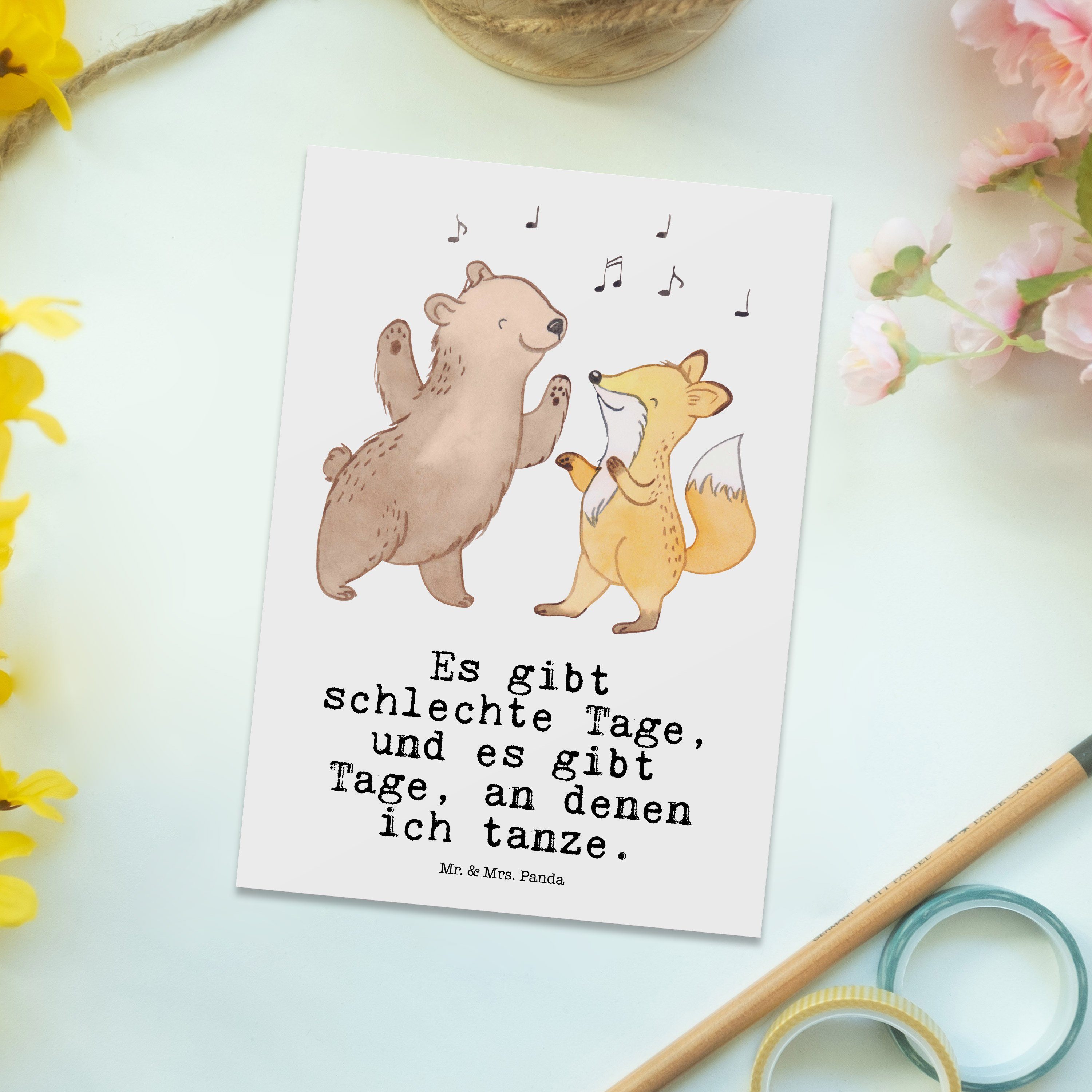 Panda Gebu Tanzen Mr. Weiß Hase Geschenk, Einladungskarte, & Tage - Mrs. Postkarte Tanzschule, -