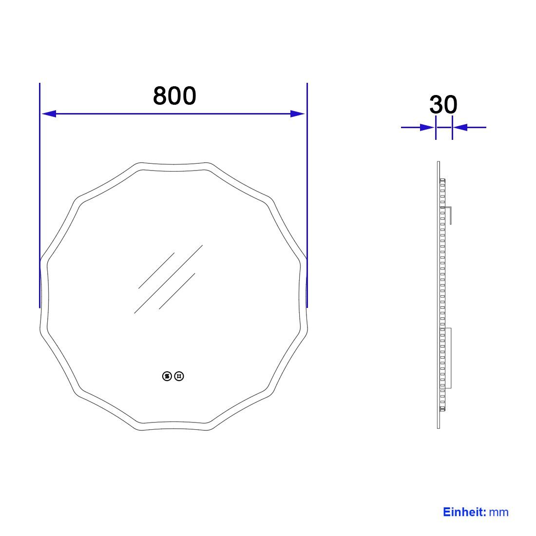 Runder Beleuchtung Badspiegel Wandspiegel, S'AFIELINA mit Badspiegel Touchschalter,Beschlagfrei,Neutralweiß 4300K,Wandmontage,IP44 Kosmetikspiegel LED