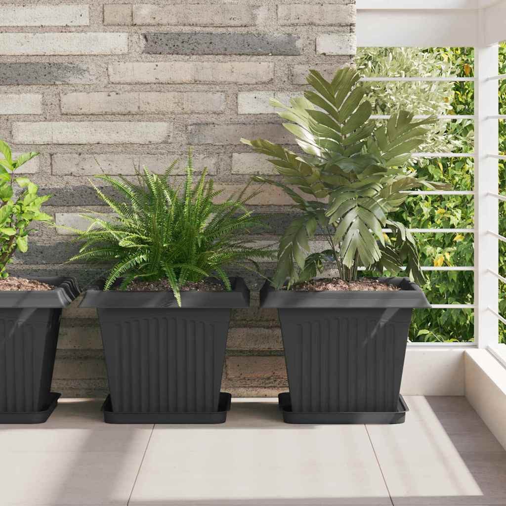 furnicato Blumentopf 24er Set 33 x 33 x 26 cm Schwarz, Blumenkübel mit Entwässerungslöchern am Boden für deinen Balkon