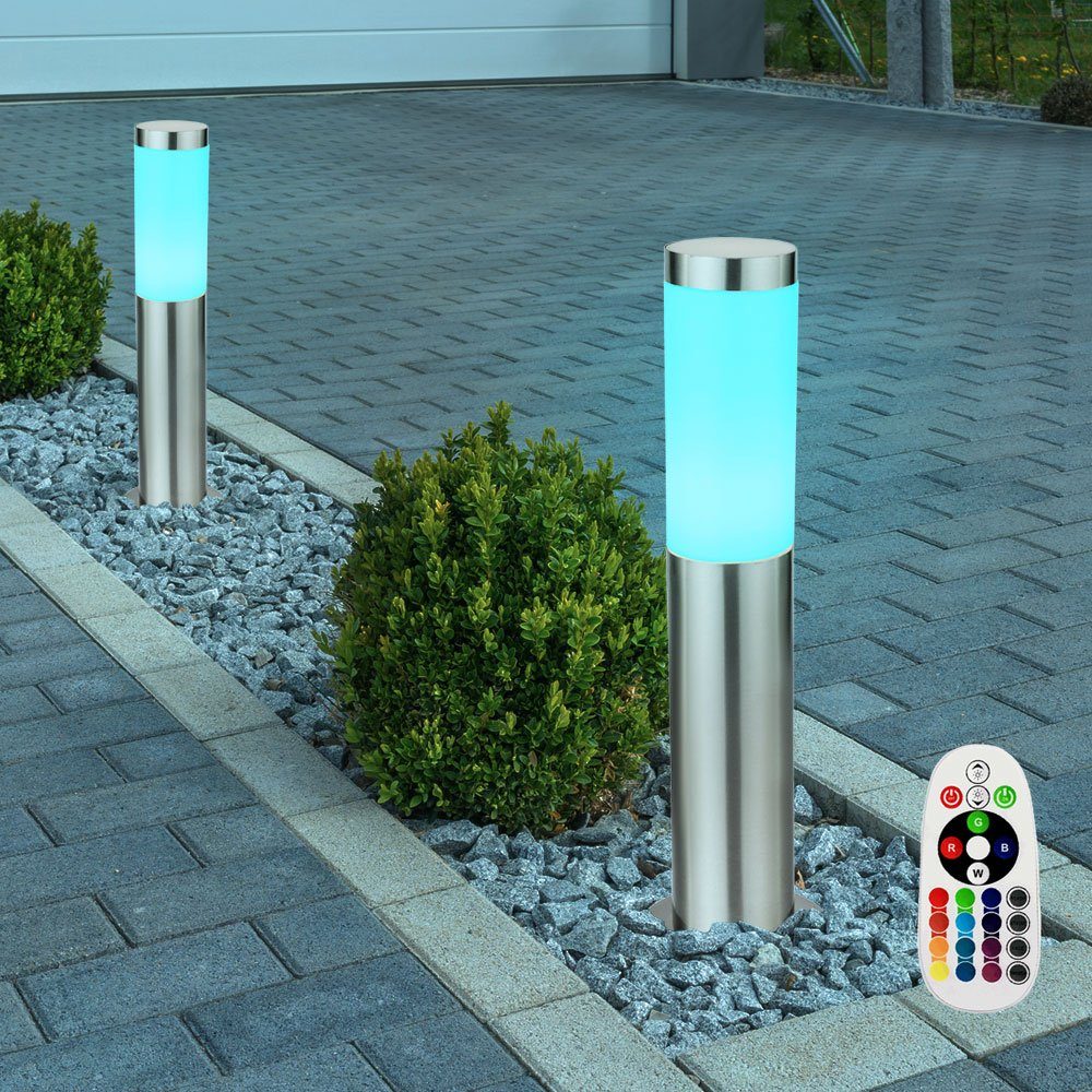 Set Leuchtmittel etc-shop Leuchten Fernbedienung Garten Lampen Außen 3er Farbwechsel, LED LED RGB Dimmer inklusive, Warmweiß, Außen-Stehlampe,