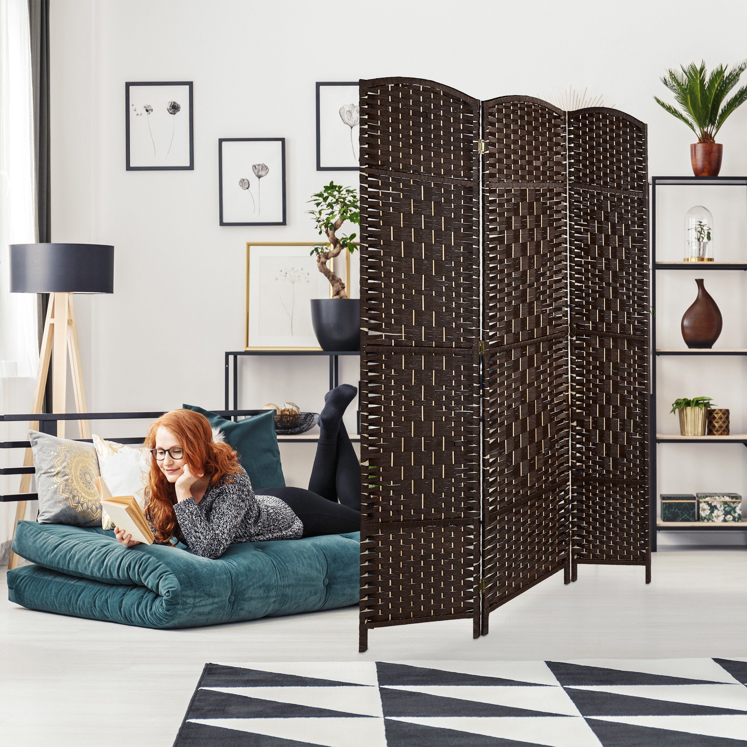 relaxdays Paravent Raumteiler 3 teilig, Braun günstig online kaufen
