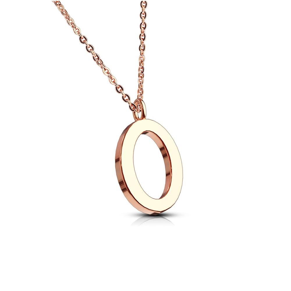 Necklace Damen Edelstahl (1-tlg), Rosegold O Buchstaben Anhänger Ketten-Set Halskette aus Kette klar BUNGSA |