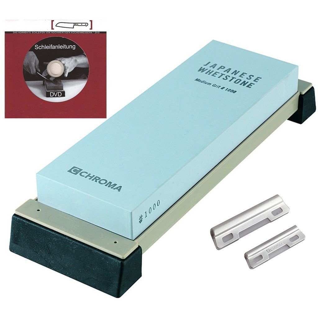 CHROMA Schleifstein Schleifsteinset: ST1000 mit DVD und Schleifhilfe