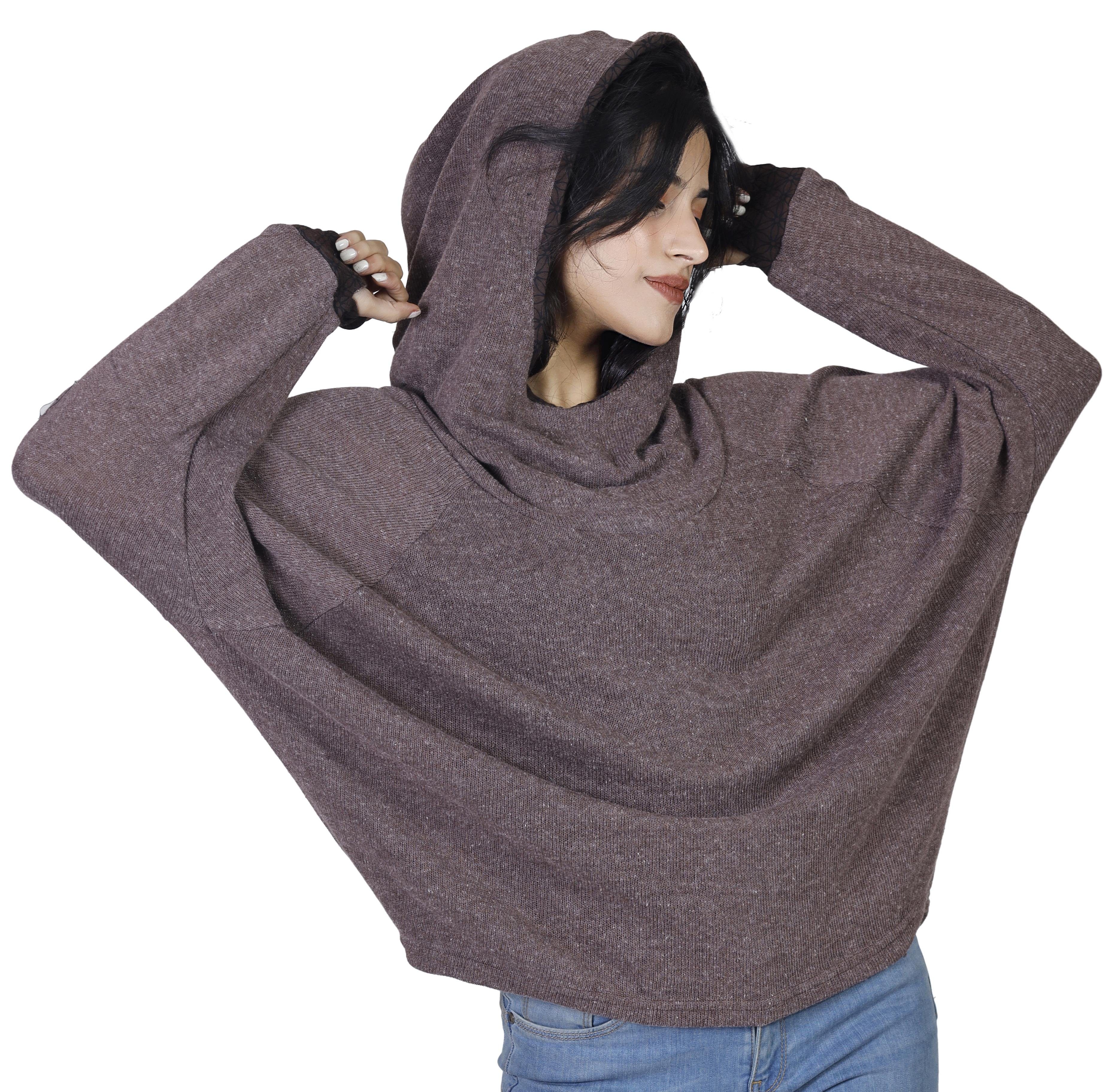 Guru-Shop Hoody, Bekleidung -.. Kapuzenpullover braun Sweatshirt, alternative Pullover, Longsleeve
