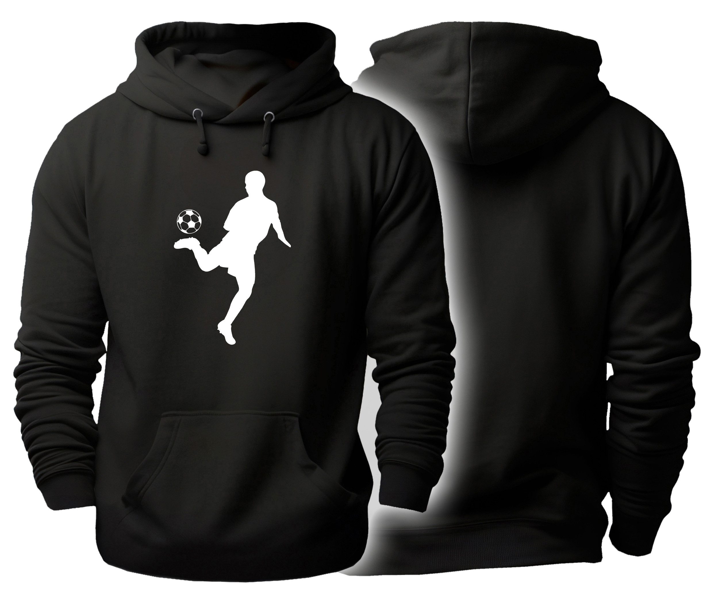 Hoodie Fussball Kapuzen Pulli - Fussballer Silhouette