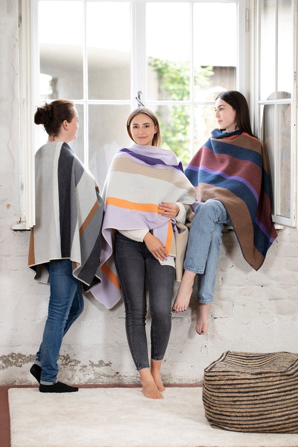 Wohndecke Poncho Silvretta 'Streifen' 70 x günstig online kaufen