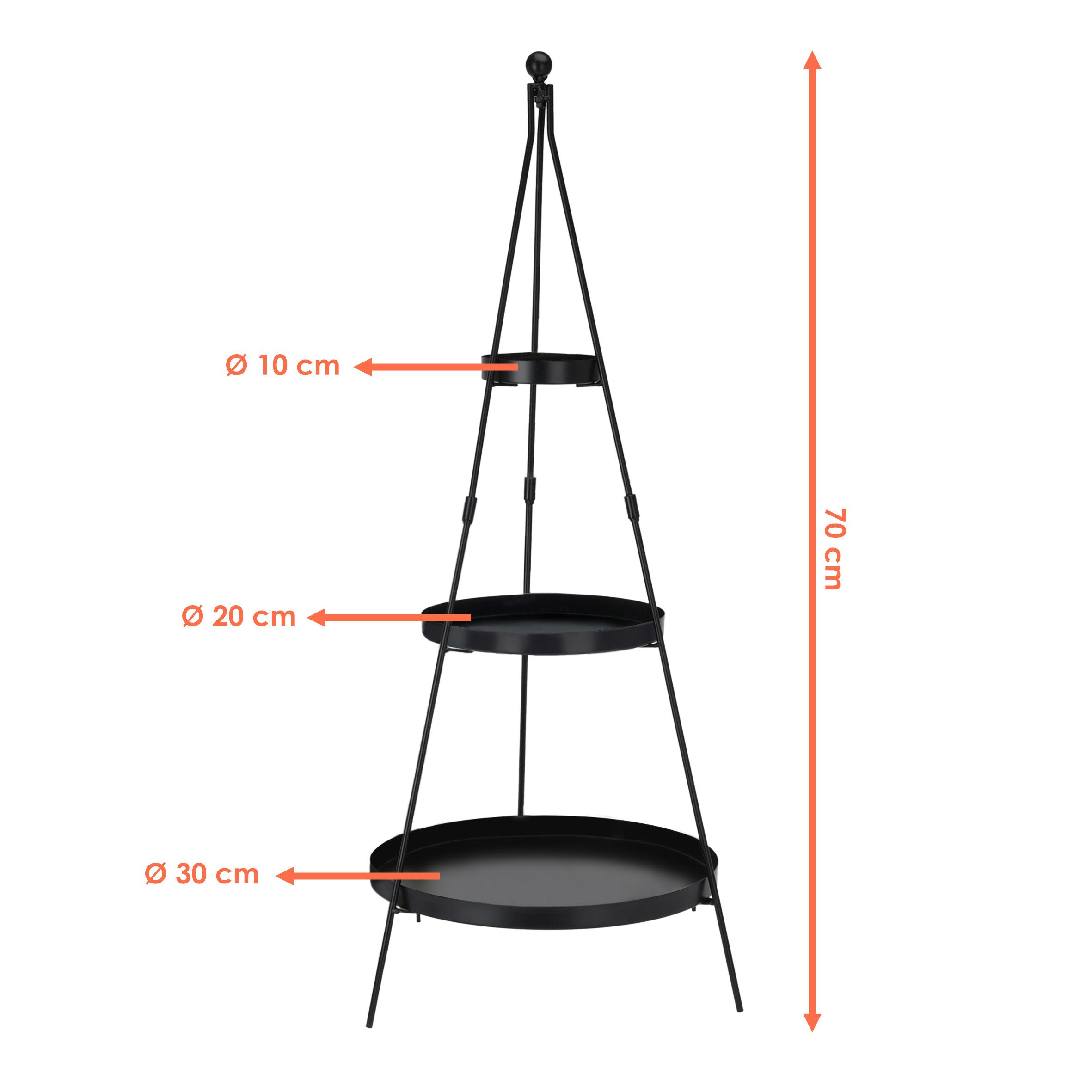 Spetebo Etagere XL Metall Pyramide schwarz 3-stöckig, Metall, (Pack., 1-tlg., 1), pflegeleicht