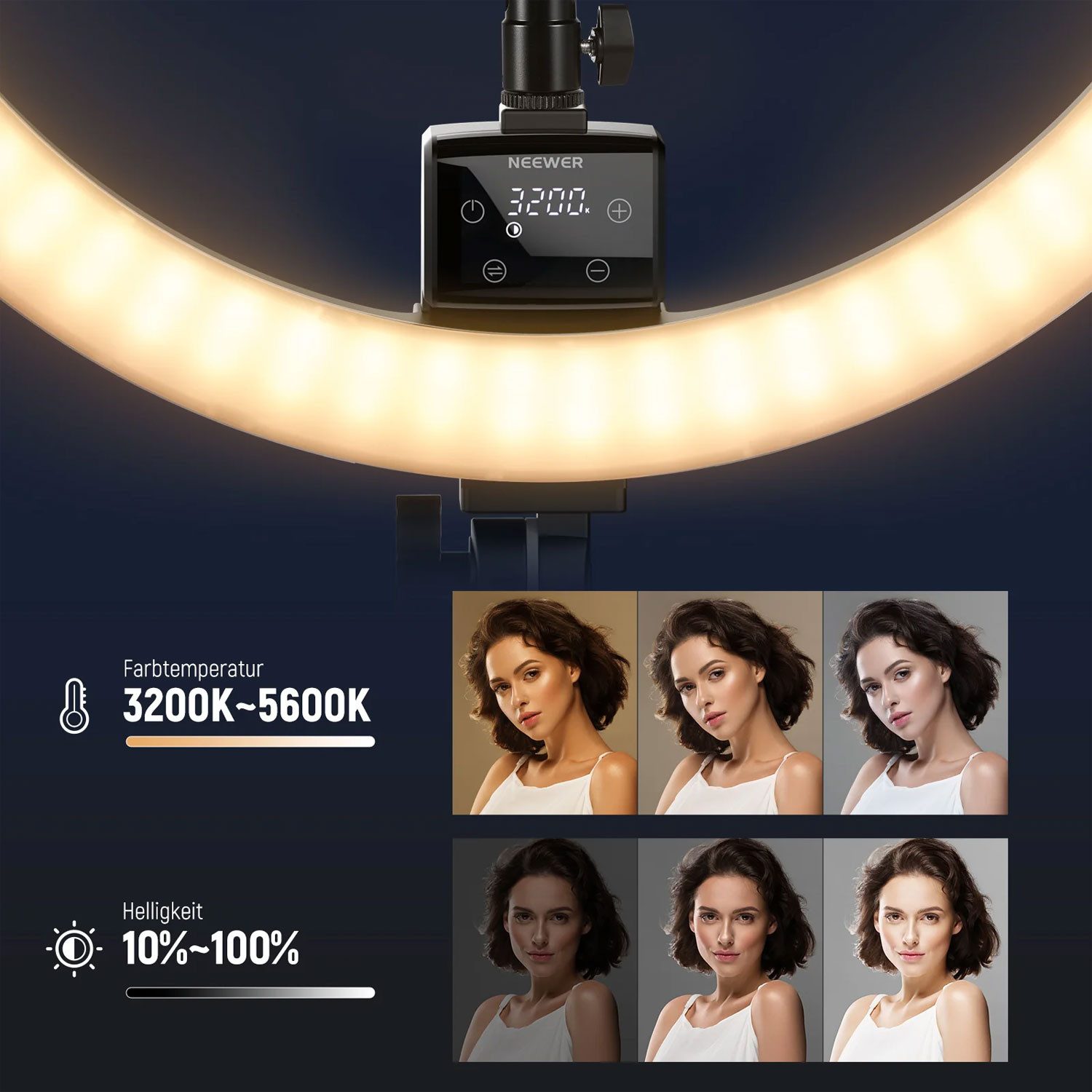 Neewer Videoleuchte Neewer Ringlicht SRP18-2.4G LED-Leuchte mit Fernbedienung und Tuch, Vorteils-Set mit Mikrofasertuch