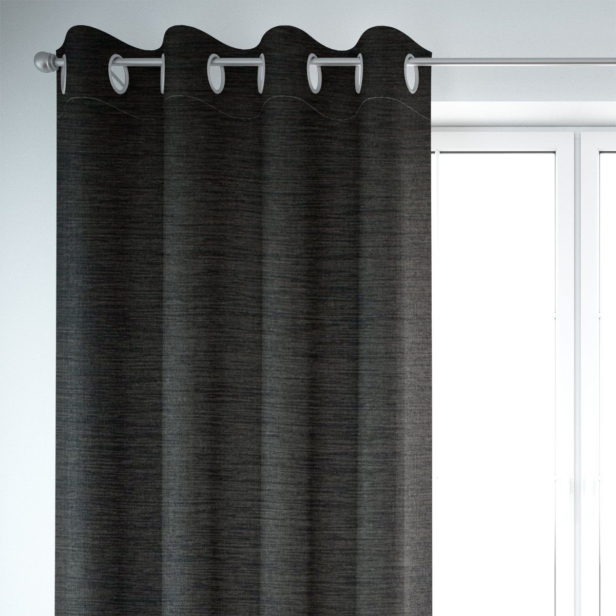 SCHÖNER LEBEN. Vorhang Thermovorhang Kälteschutz anthrazit 245cm SCHÖNER LEBEN., Ösen, abdunkelnd, Kunstfaser, handmade
