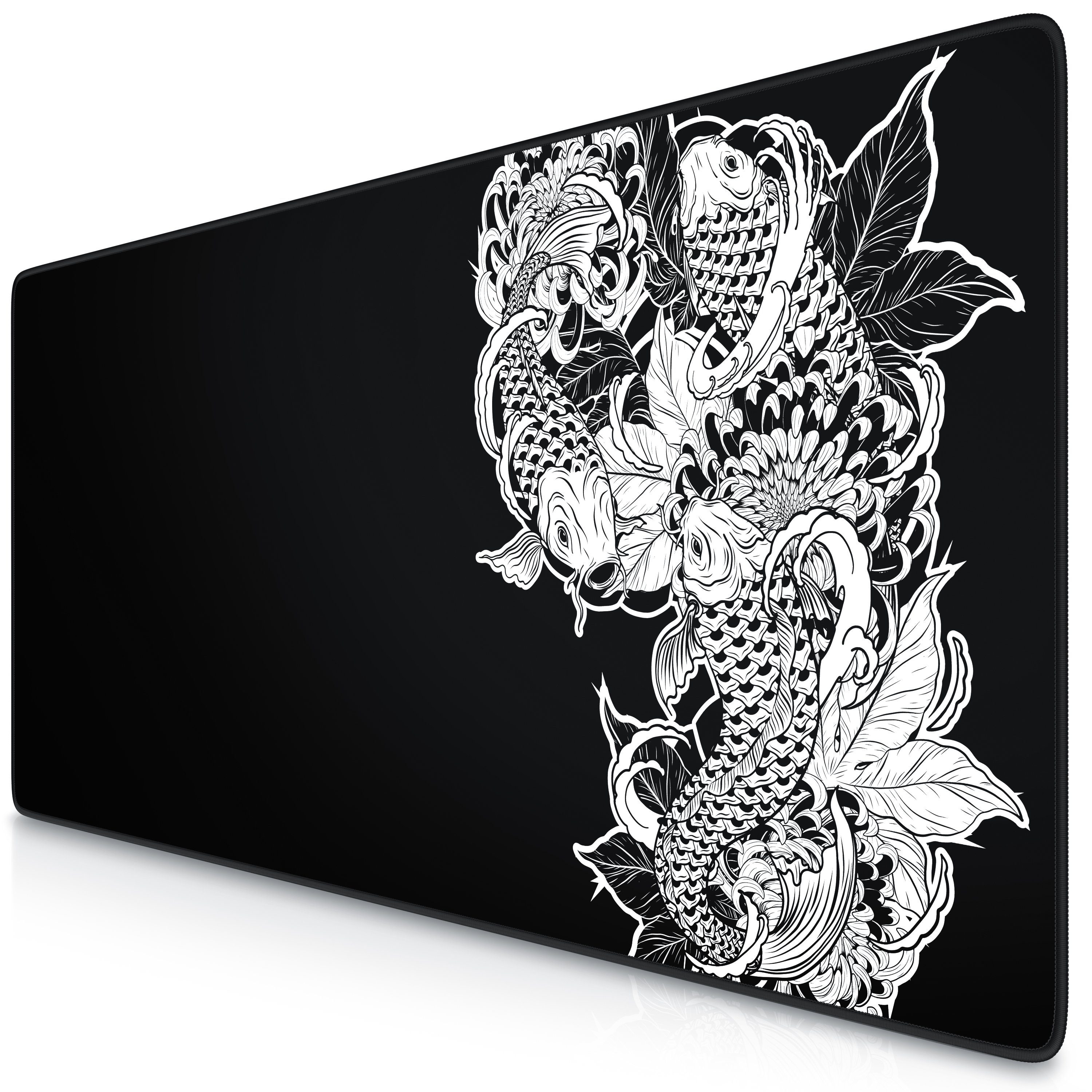 Titanwolf Gaming Mauspad XXL Speed Mousepad 900 x 400 x 3 mm, große Tischunterlage (1-St), rutschfest, abwaschbar, Geschwindigkeit & Präzision, Koi Tattoo 3