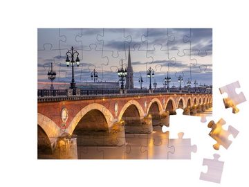 puzzleYOU Puzzle Illumination der Steinbrücke der Stadt Bordeaux, 48 Puzzleteile, puzzleYOU-Kollektionen Frankreich