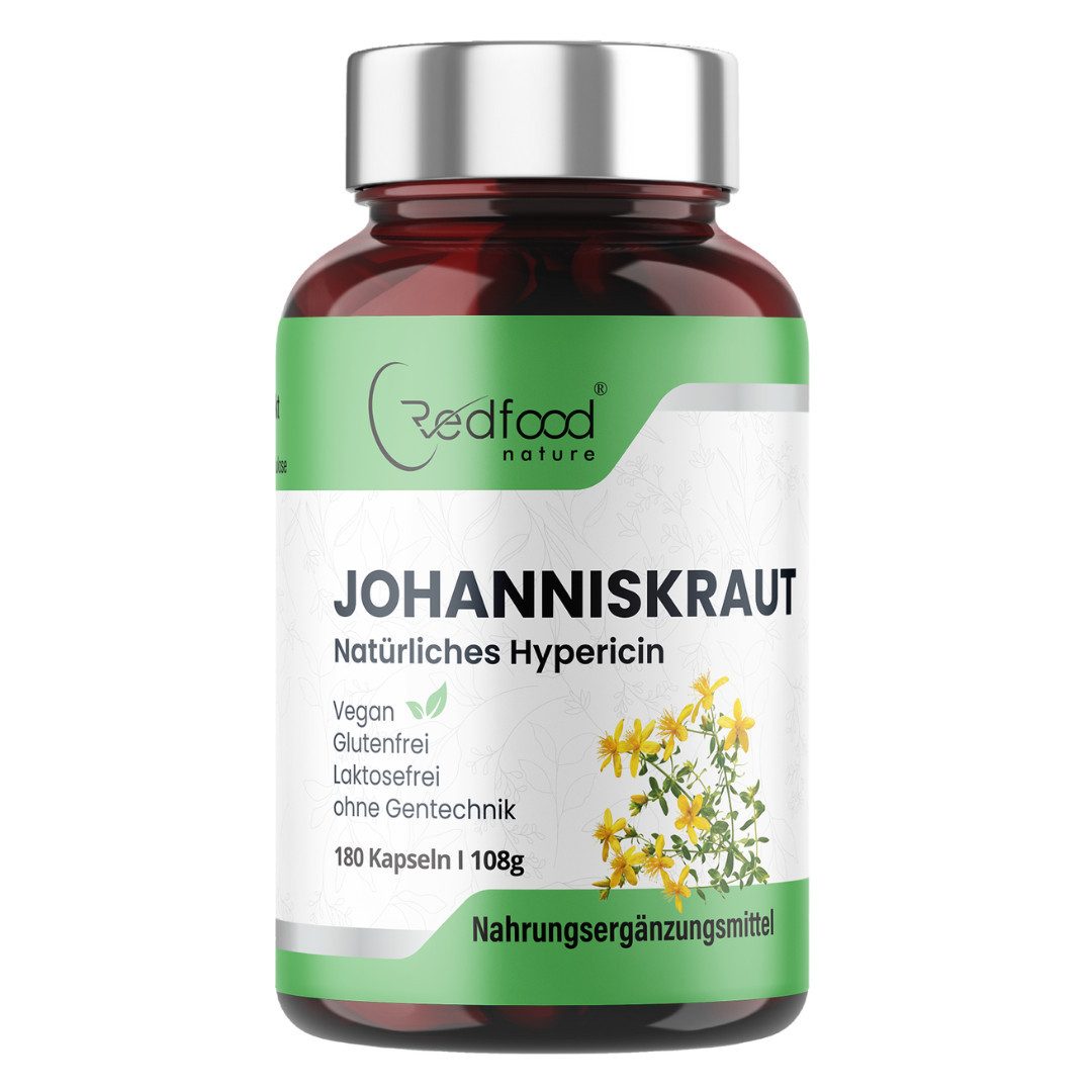 Redfood Johanniskraut Extrakt 500 mg – 1,8 mg Hypericin, 180 Kapseln Kapseln, 180 er 180 St., 108 g