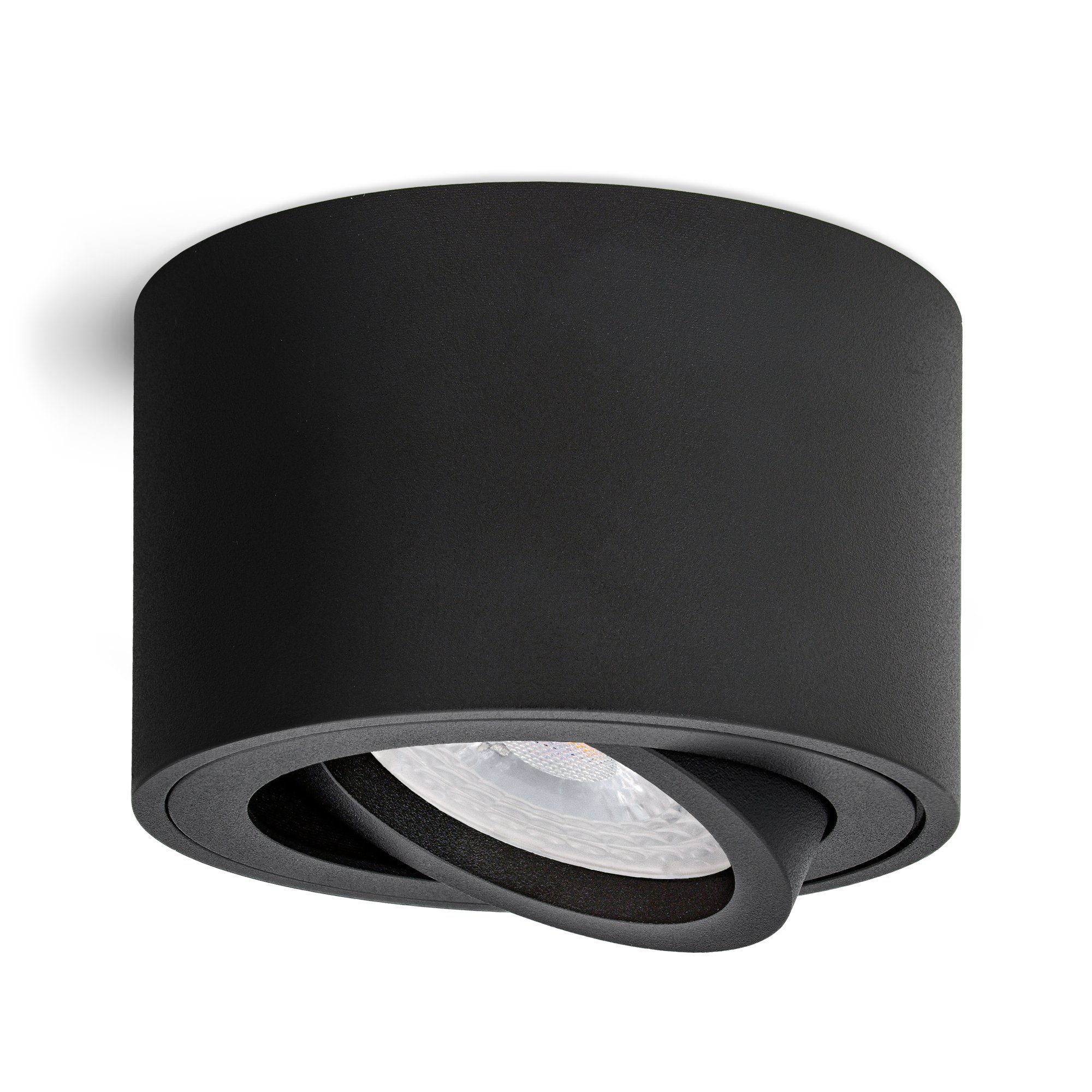 Aufbaustrahler LED, mit Leuchtmittel rund linovum matt SMOL & inklusive, LED schwarz in Aufbauleuchte 6 schwenkbar x Leuchtmittel inklusive