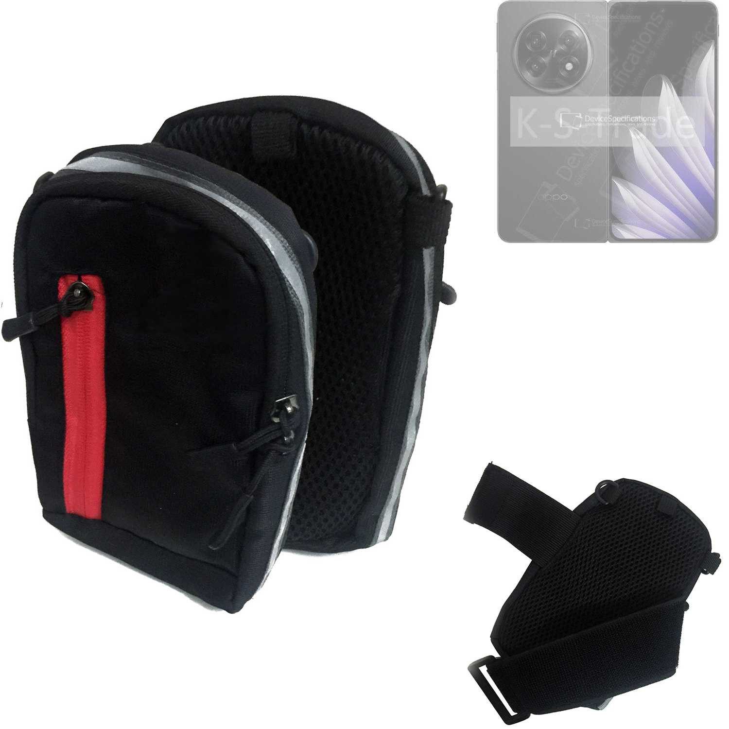 K-S-Trade Handyhülle für Oppo Find N5 CPH2671, Outdoor Gürteltasche Holster Umhängetasche schwarz Handy Tasche
