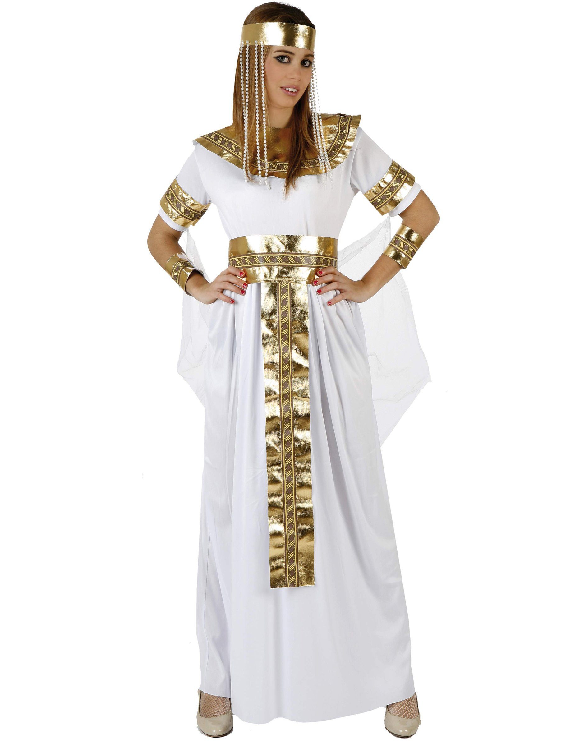 atosa Kostüm Ägyptische Königin Pharaonin Damenkostüm weiss-gold