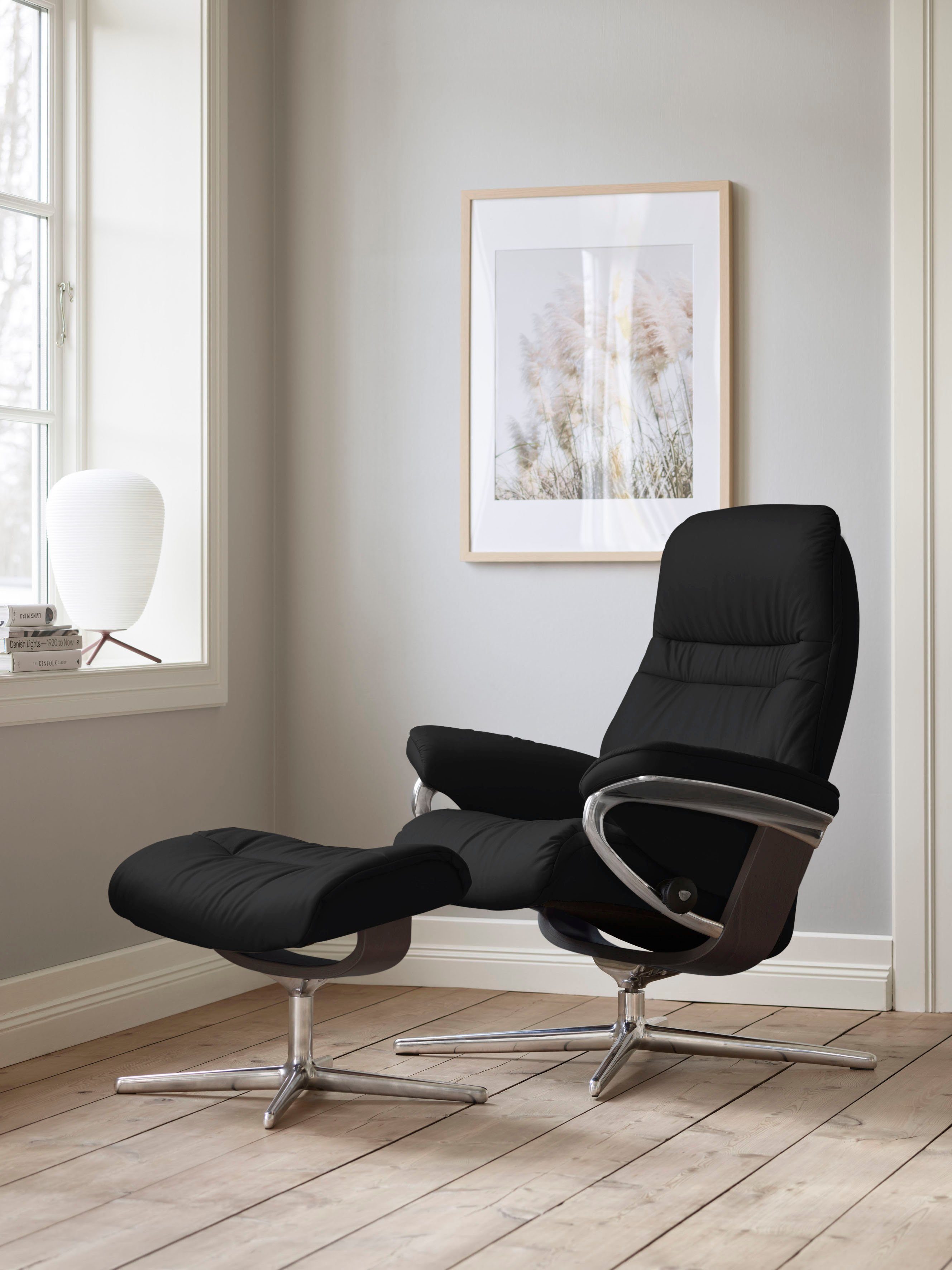 Stressless® Relaxsessel Sunrise (Set, Relaxsessel mit Hocker), mit Hocker, mit Cross Base, Größe S, M & L, Holzakzent Wenge