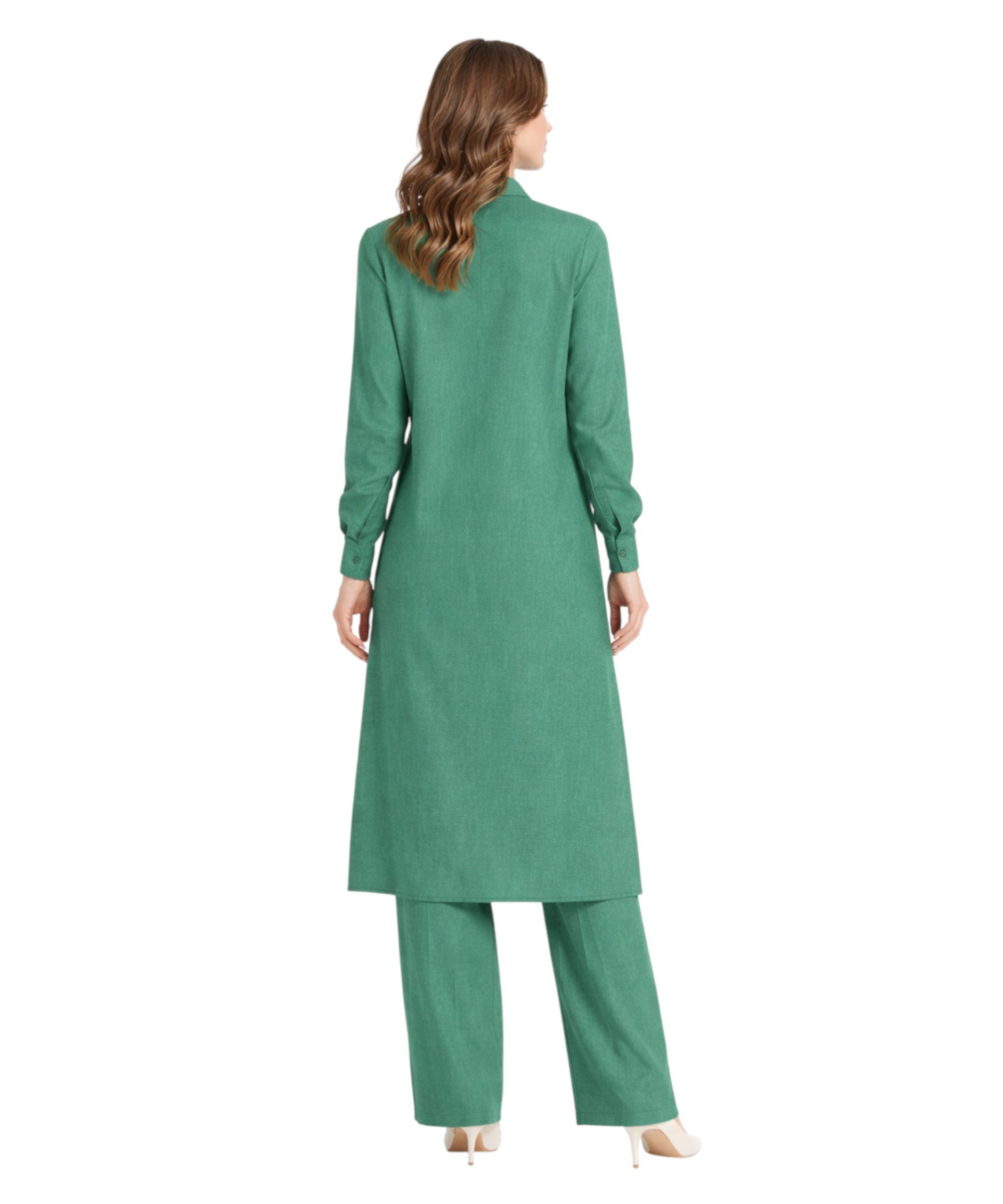 fashionshowcase Longtunika Damen Hemdkleid Stil mit Knöpfen Langarm Modest – Bild 3 von 5