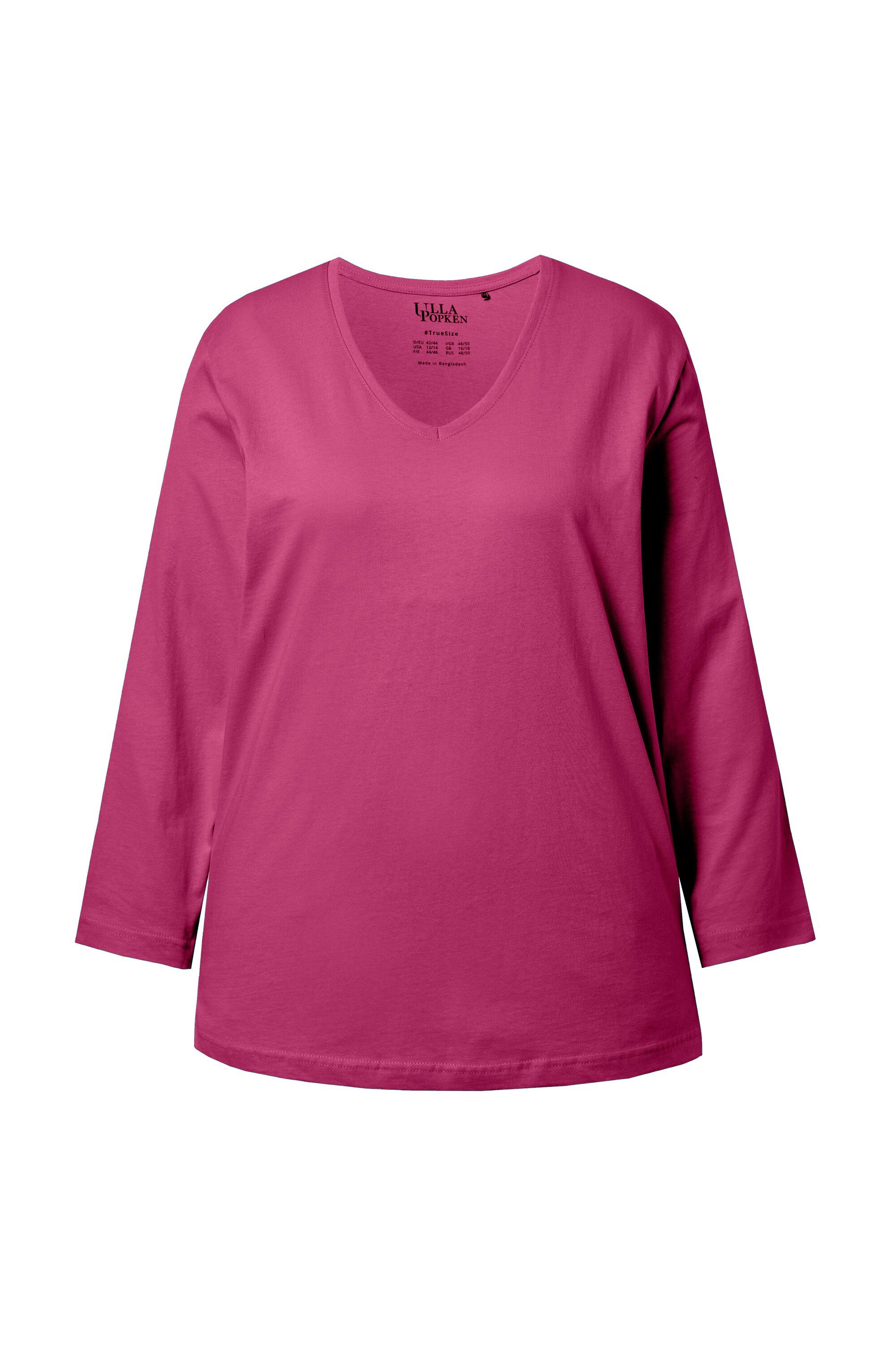 Ulla Popken T-Shirt Shirt V-Ausschnitt Relaxed Langarm günstig online kaufen