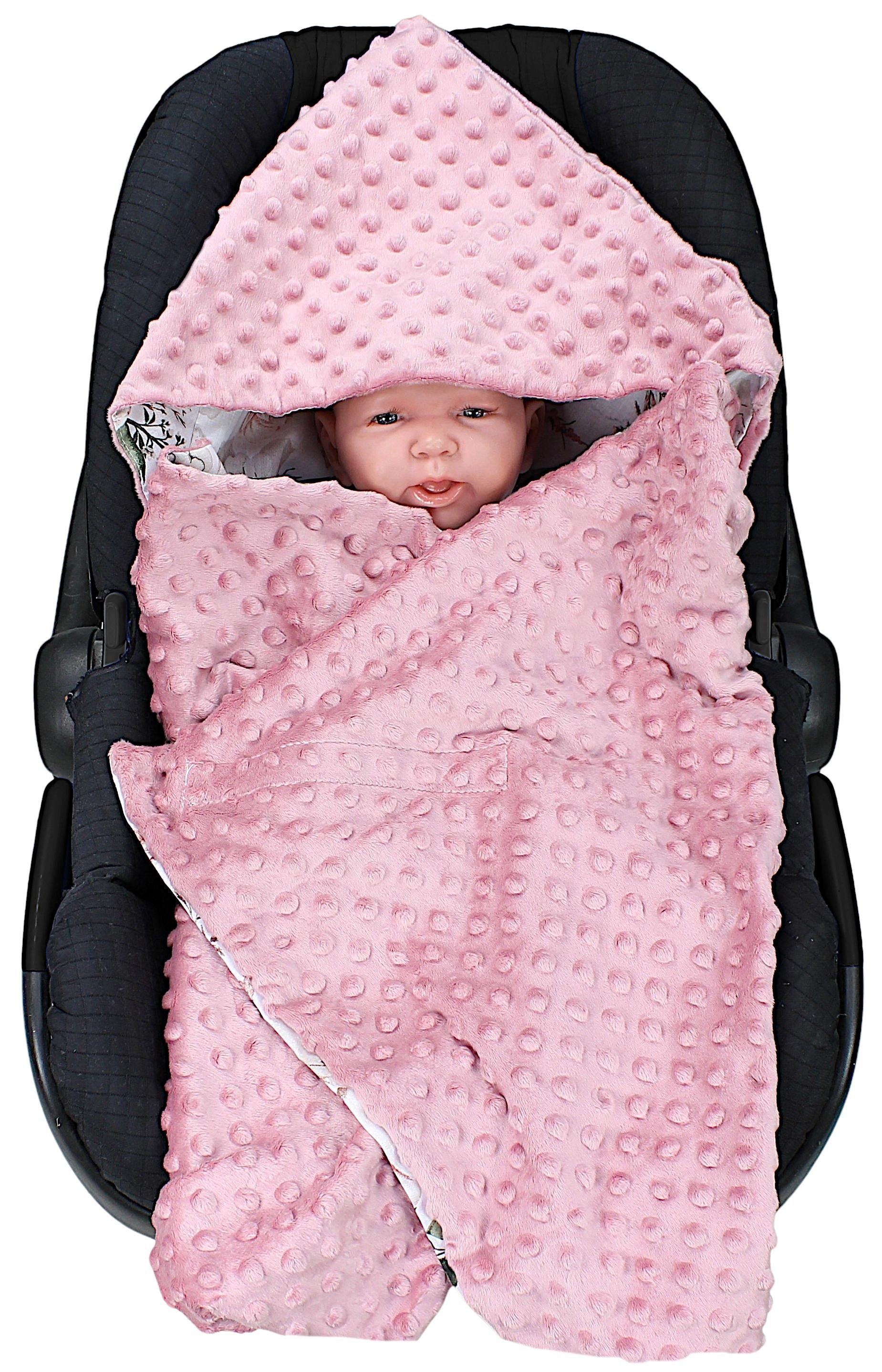 Einschlagdecke 2er SET Baby Einschlagdecke 85x85 für Autositz Babyschale Decke Minky, TupTam