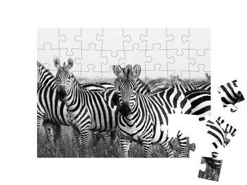 puzzleYOU Puzzle Zebraherde in der Masai Mara, 48 Puzzleteile, puzzleYOU-Kollektionen Zebras, Tiere in Savanne & Wüste