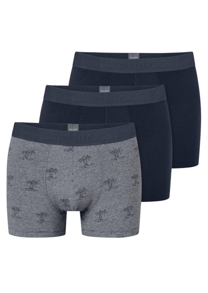 Schiesser Boxershorts Unterwäsche 95/5 Webgummibund dunkelblau/grau Herren günstig online kaufen