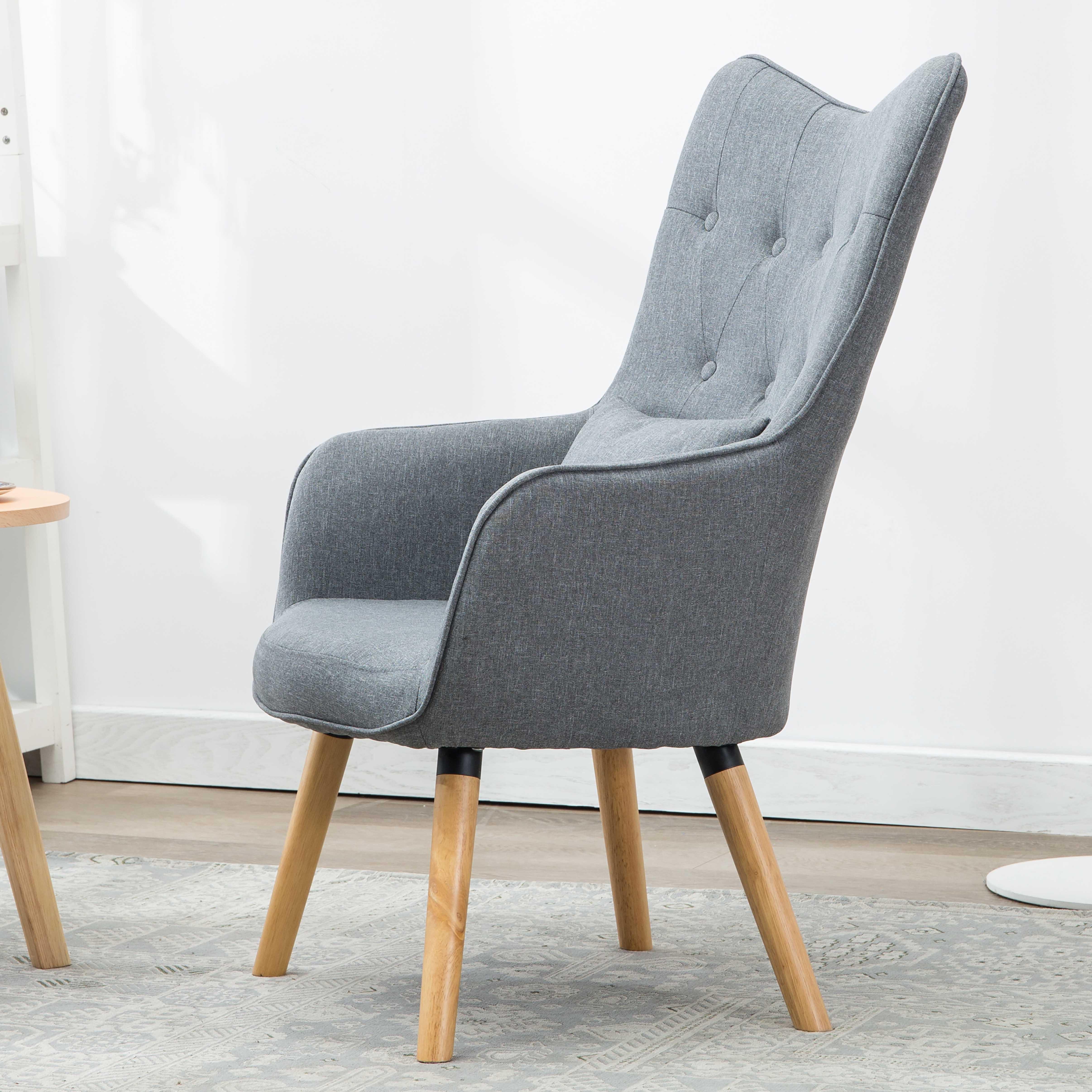 ESTEXO Sessel Fernsehsessel Relaxsessel mit Kissen Lese Stoff Polsterstuhl Grau – Bild 3 von 5