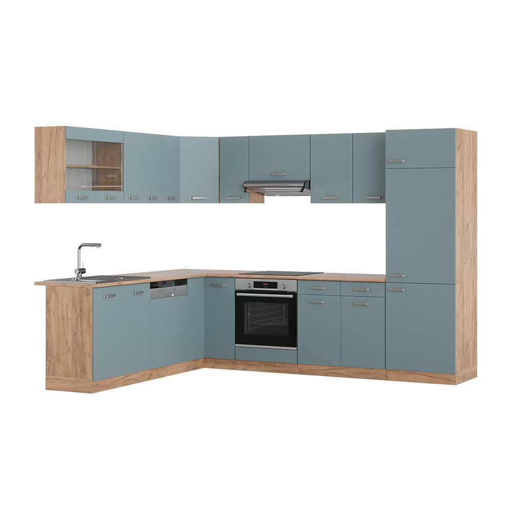Vicco Küchenzeile R-Line, Weiß/Anthrazit, 300 cm, günstig online kaufen