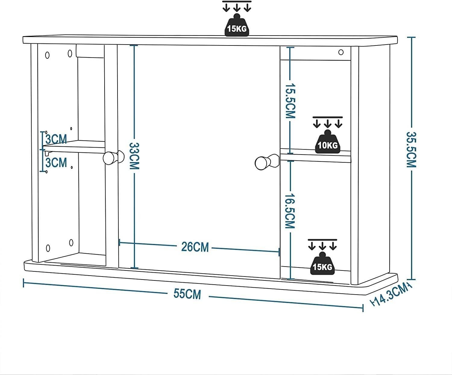 EUGAD Badezimmerspiegelschrank (1-St) mit Ablage, aus Bambus, 55x35,5x14 cm