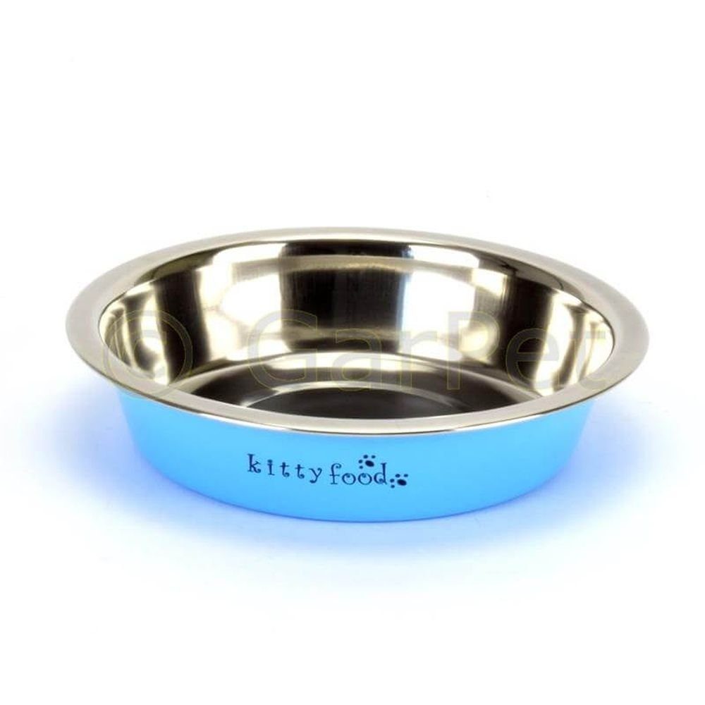 Napf Katzennapf Katzen Futternapf Wassernapf rosa blau flach Edelstahl