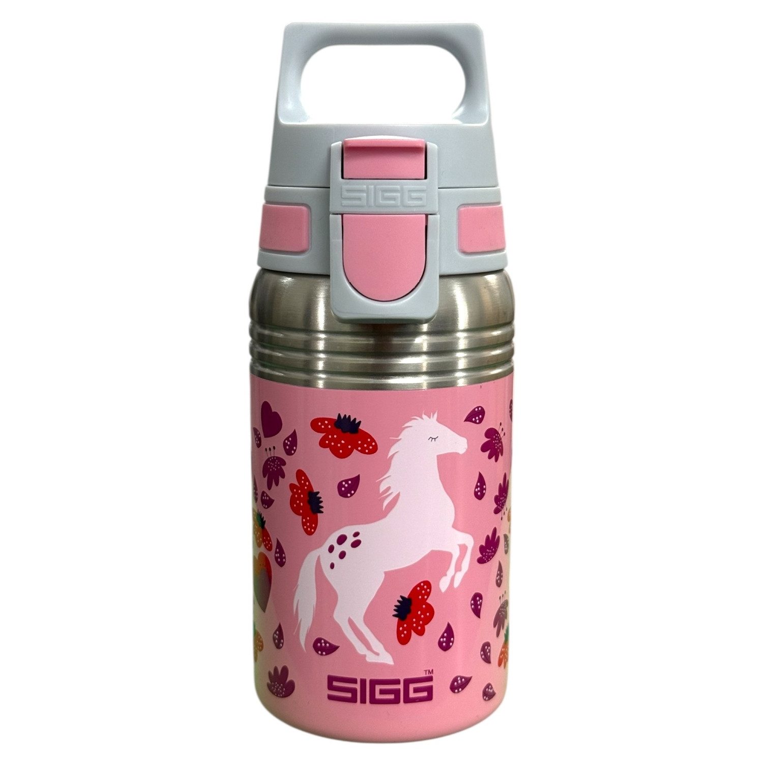 Trinkflasche Kinder Trinkflasche 0,5L Pferde Auslaufsicher Wasserflasche ROSA