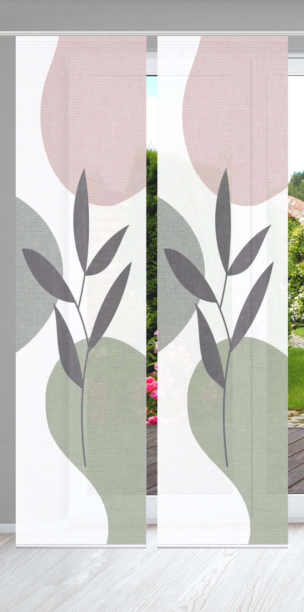 HOME in green Schiebegardine FRONDA (2 St), Paneelwagen, halbtransparent, S günstig online kaufen