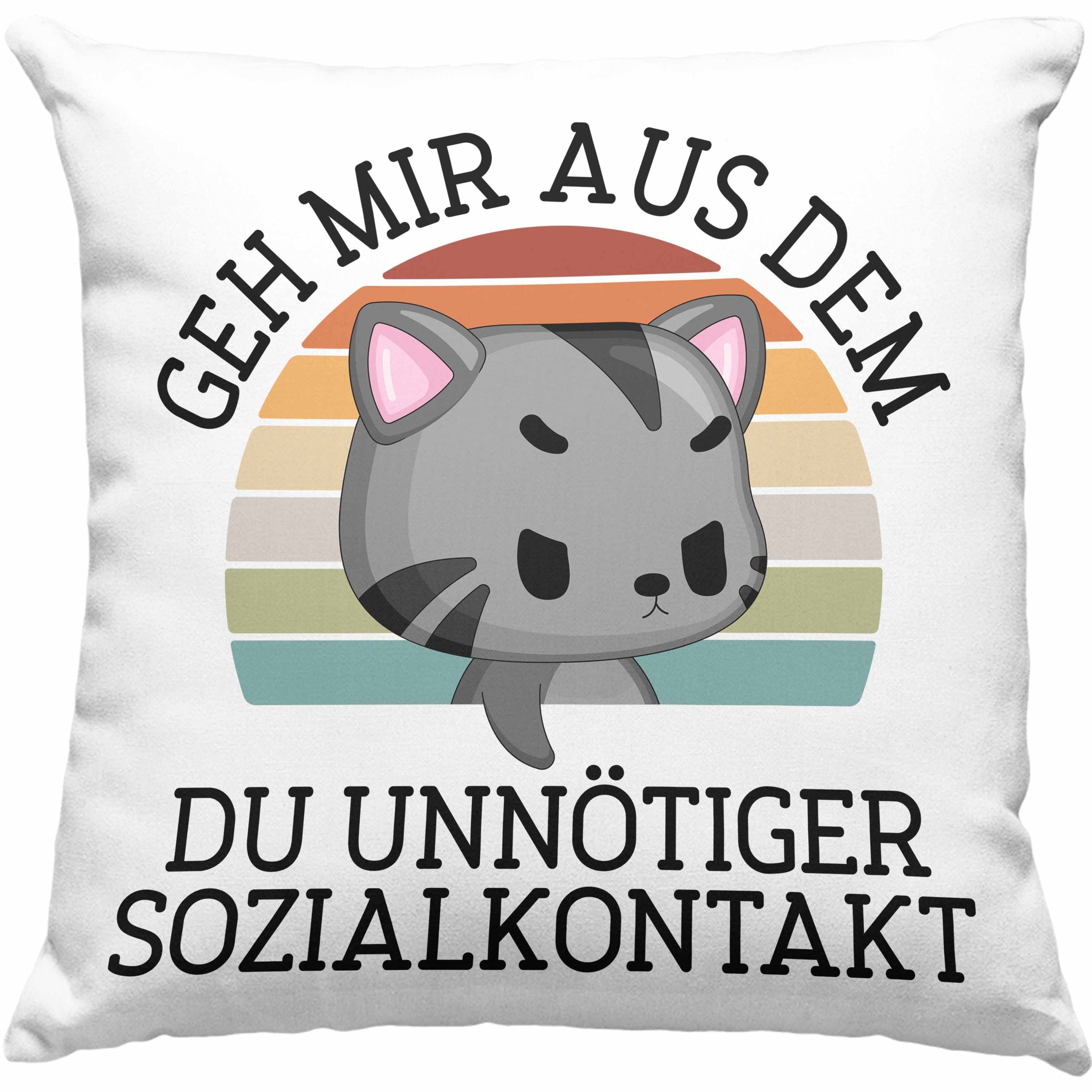 Frauen mit Geh Mir Trendation Unnötiger Dekokissen Kissen 40x40 Kissen Aus Männer Sozialkontakt - Weg Du Dem Katze Geschenk für Lustige Blau Trendation Füllung Dekokissen Witzige