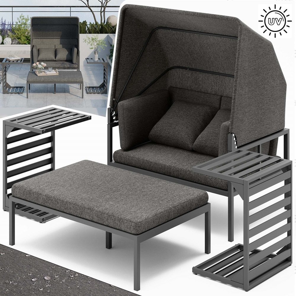 Mucola Strandkorb Relaxinsel mit Dach Gartenliege günstig online kaufen