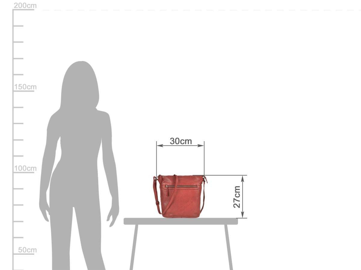 Bear Design Umhängetasche Erna, kleine Handtasche 30x27cm, Shopper, Schultertasche, Leder in rot