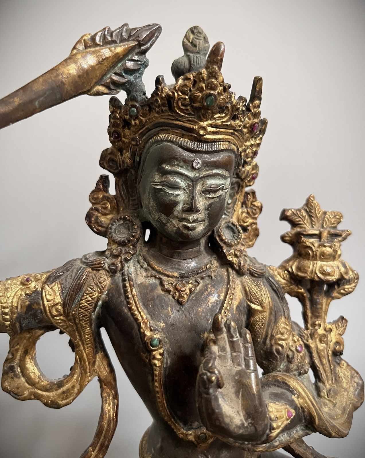 vergoldet - LifeStyle Figur aus Buddha Bronze Asien Manjushri Buddhafigur