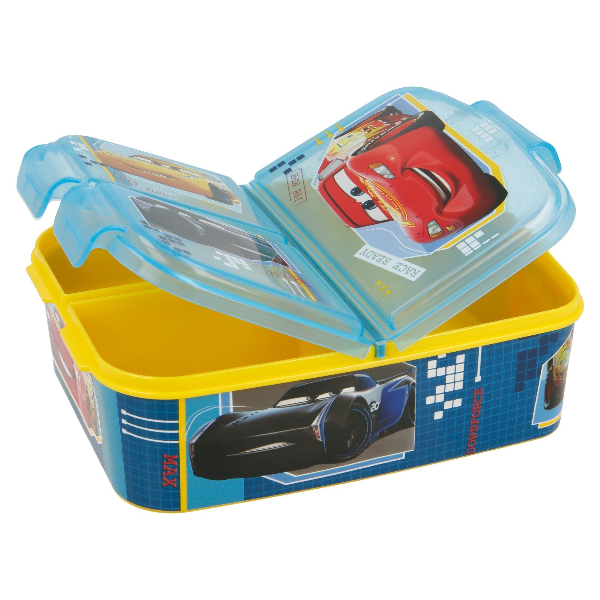 Lunchbox, mit Kinder Brotdose Kunststoff, BPA Cars 3-Fach-Unterteilung Disney frei